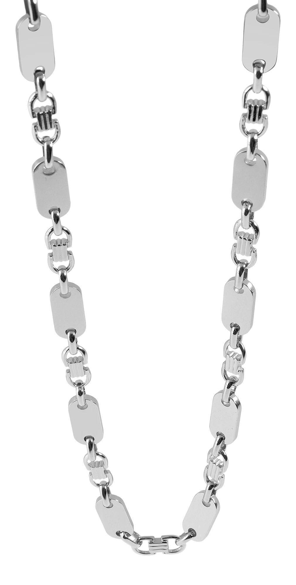 "Andrin", Edelstahl Plattenkette, silberfarben, 55 cm/ 8 mm