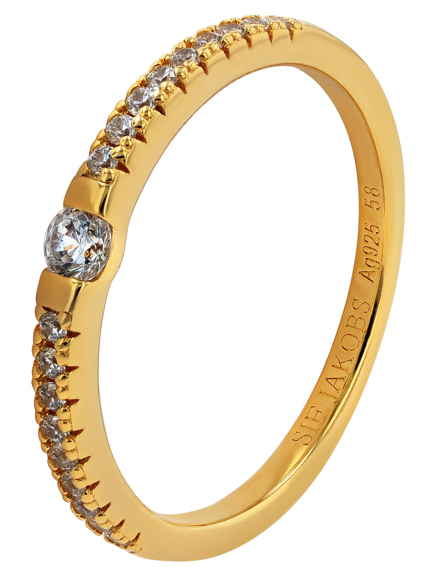 Sif Jakobs Jewellery 925/- Echt Silber Ring "Ellera Uno" Gr 54, Zirkonia (weiß), vergoldet