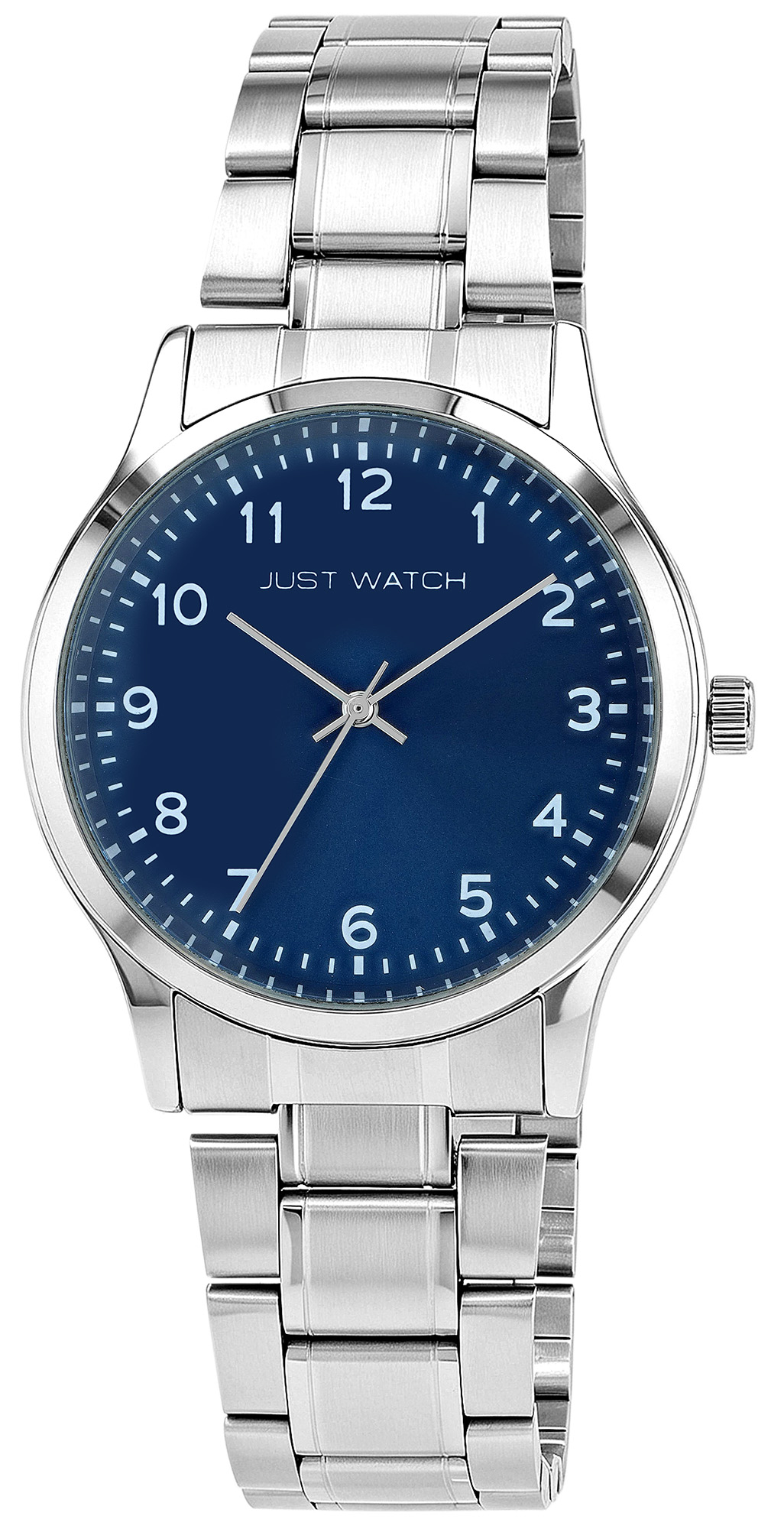 Just Watch "Valentin" Herrenuhr Ø 38,5mm mit Edelstahlband, silberfarben/ blau