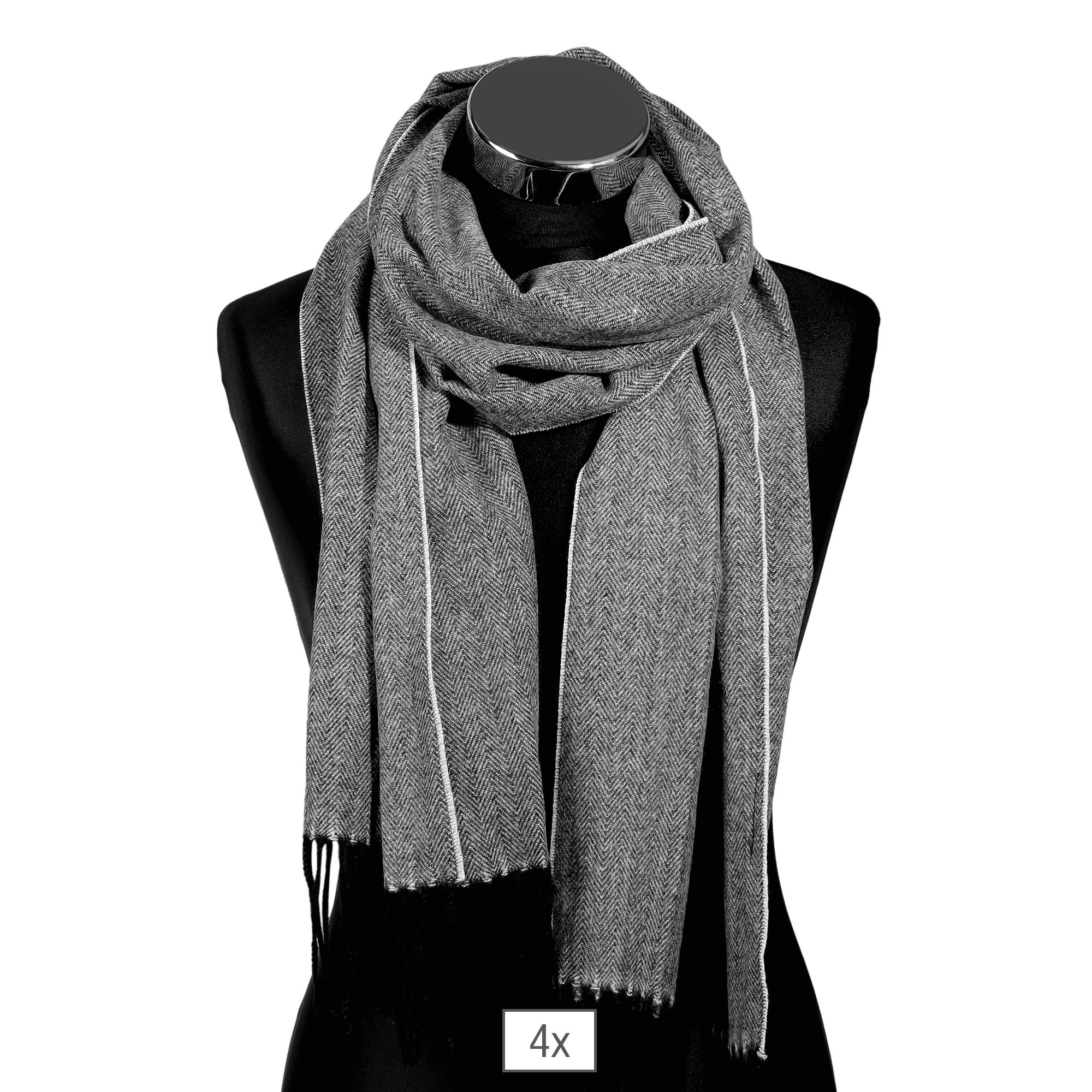 Herren Winterschal, unifarben mit Fischgrätenmuster (grau) 100% Polyester VE 4 Herren Winterschal, unifarben mit Fischgrätenmuster (grau) 100% Polyester VE 4