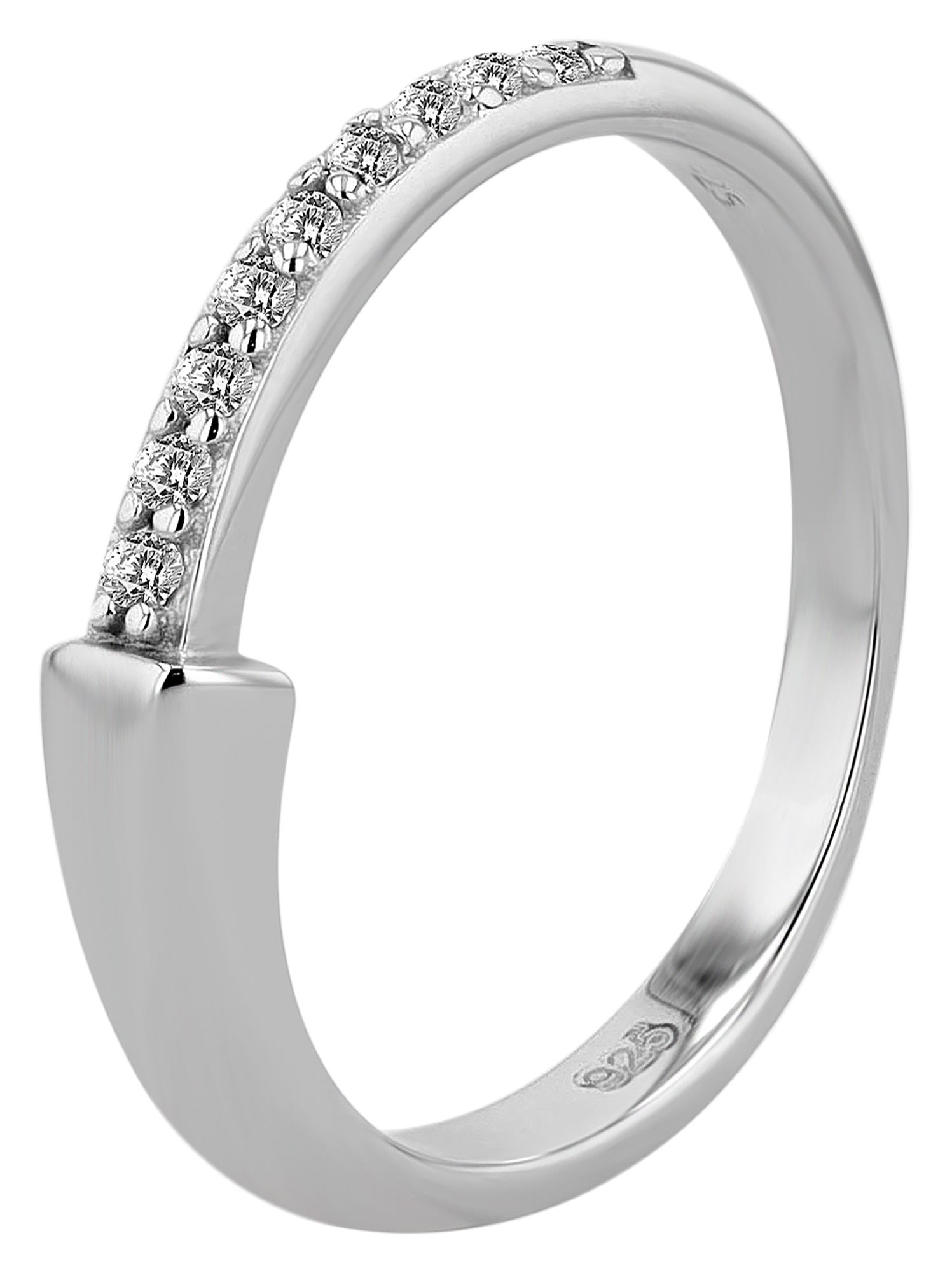 925er Echt Silber Damenring "Tiana" mit Zirkoniabesatz, rhodiniert, Gr. 60