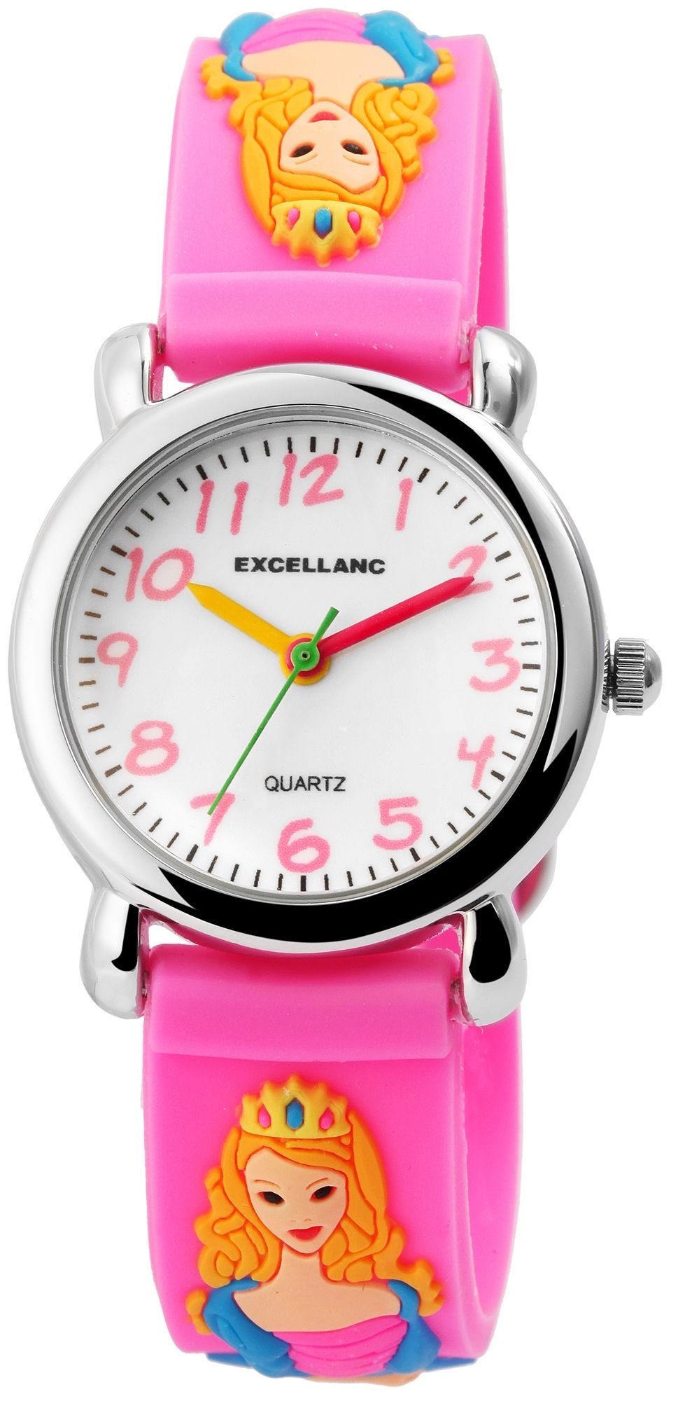 Excellanc Kinderarmbanduhr, Silikonarmband, silberfarben/pink