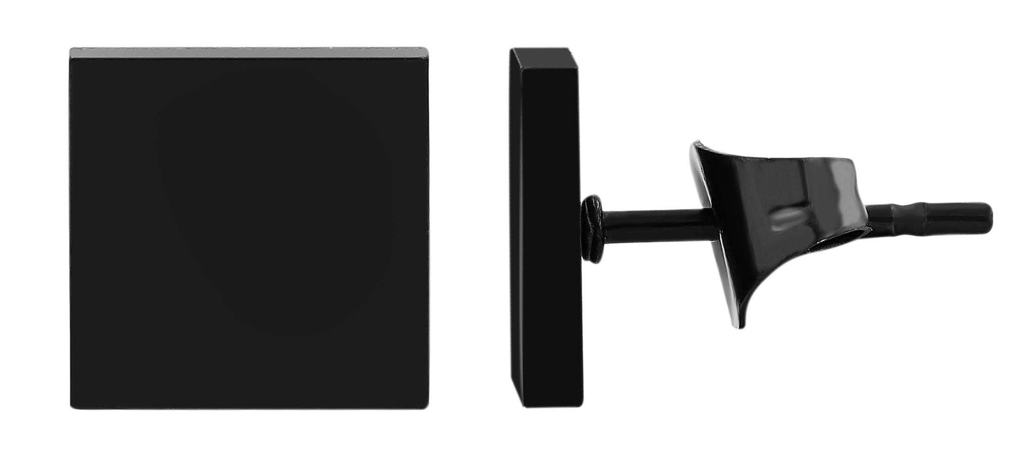 Akzent Ohrstecker "Bay" aus Edelstahl, quadratisch, ionenplattiert, 8 x 8 mm, schwarz