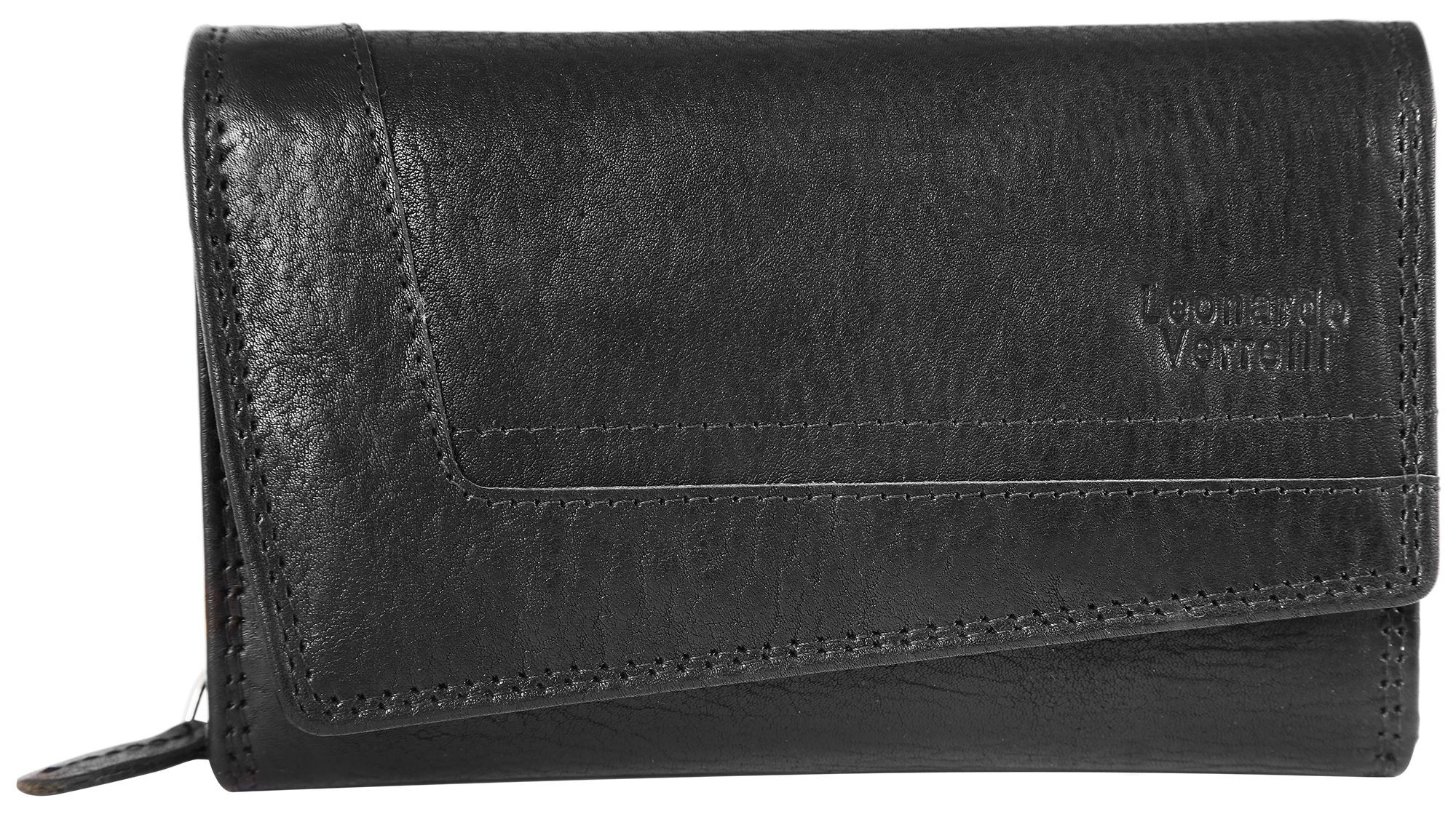 Leonardo Verrelli Damengeldbörse aus Echt Leder in schwarz