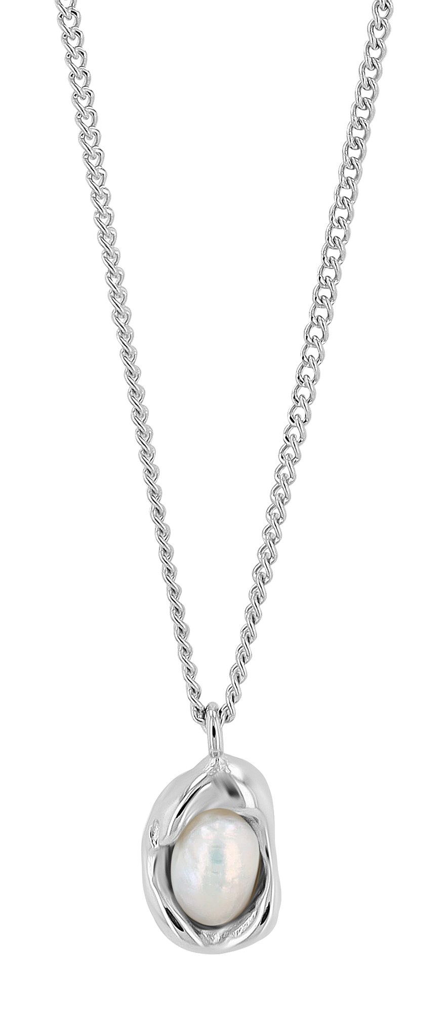 "Cinzia" 316L, Kette mit Anhänger 41 + 4,5 cm, Süsswasserperle, silberfarben