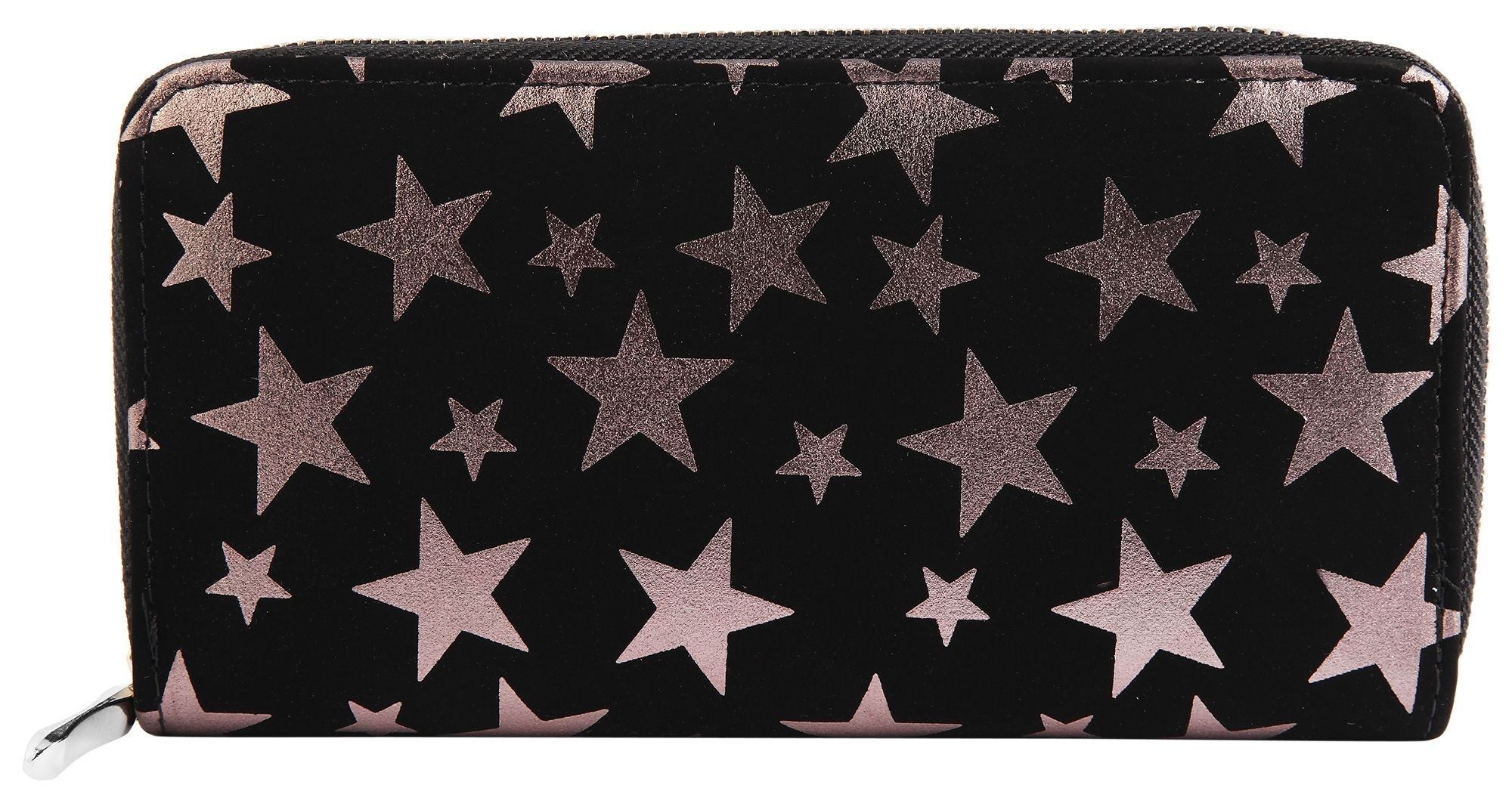 Cham Cham Damen Geldbörse aus Ledermitat, Stern, Schwarz/ roségoldfarbig