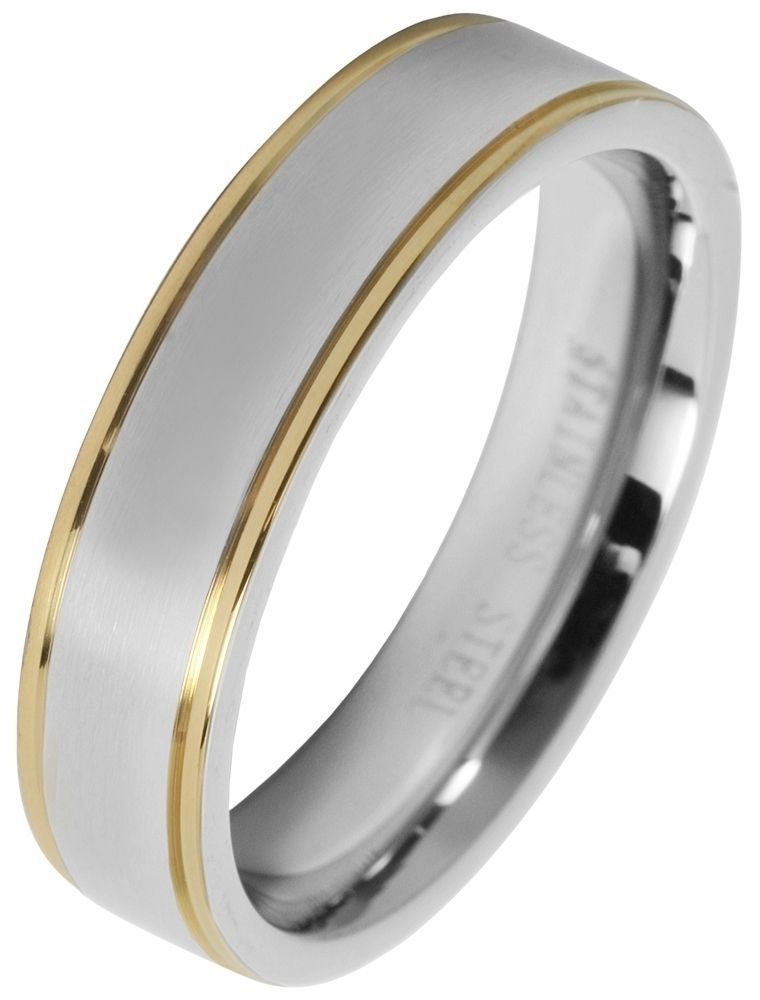 "Deep Breath" Herren-Partnerring, Akzent, edelstahl, bicolor (silberfarben/ goldfarben), Gr 62