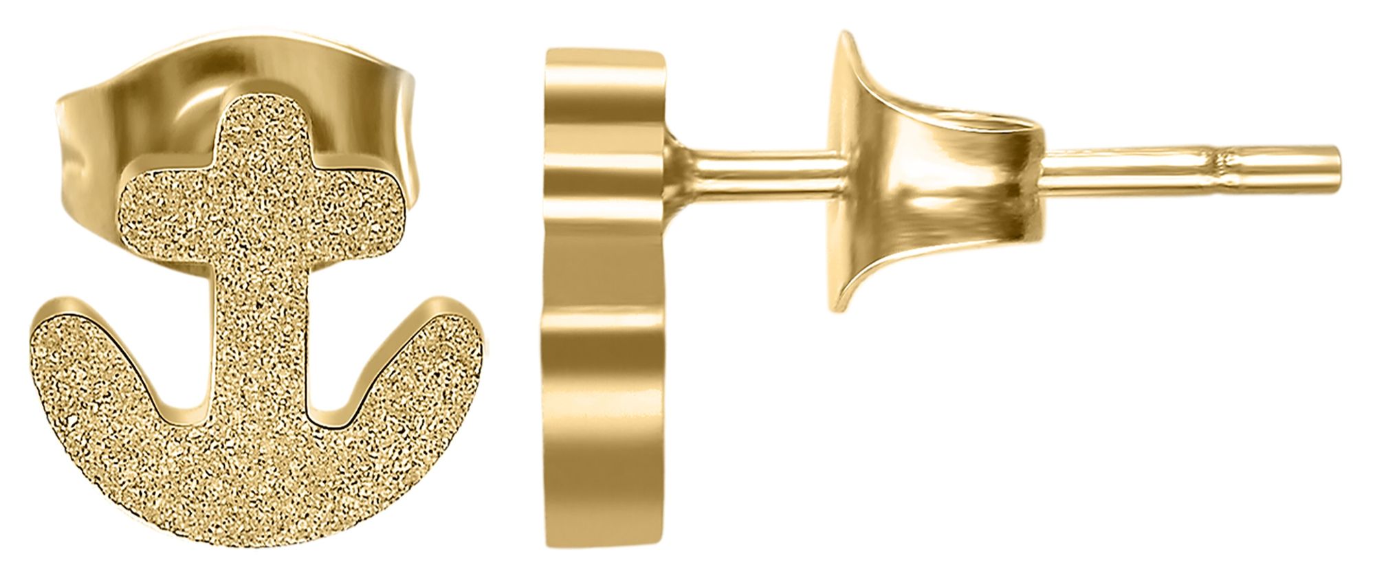 Akzent Ohrstecker aus Edelstahl, maritim, sandgestrahlt, goldfarben