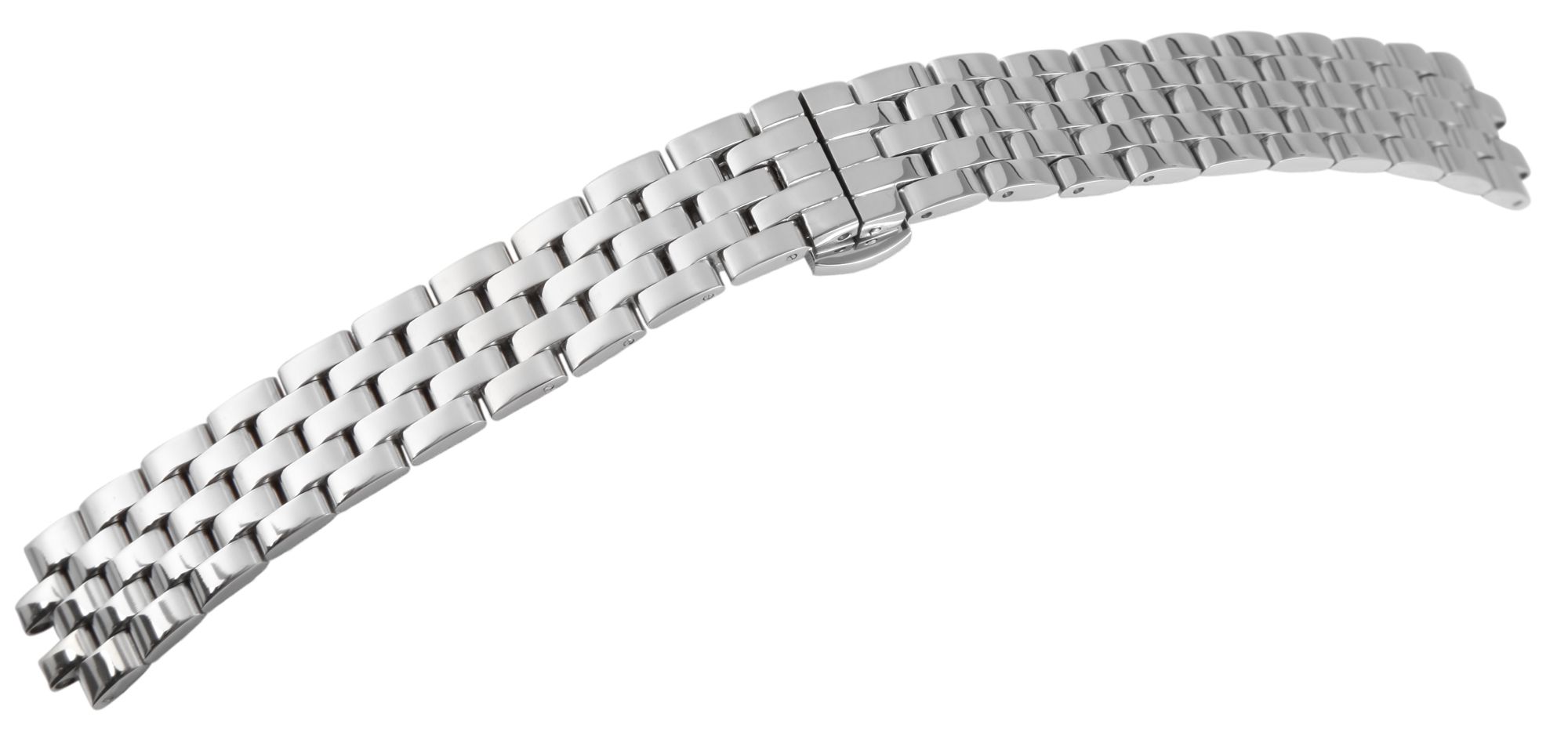 Edelstahl-Uhrenarmband, silberfarben, Butterfly-Faltschließe, 16 mm
