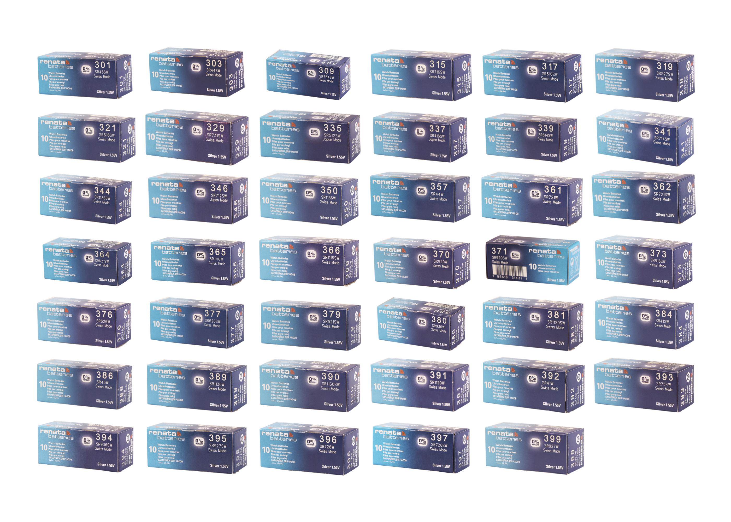 RENATA Silberoxid-Knopfzellen, 0% Quecksilber, 10 Stk., R301-R399