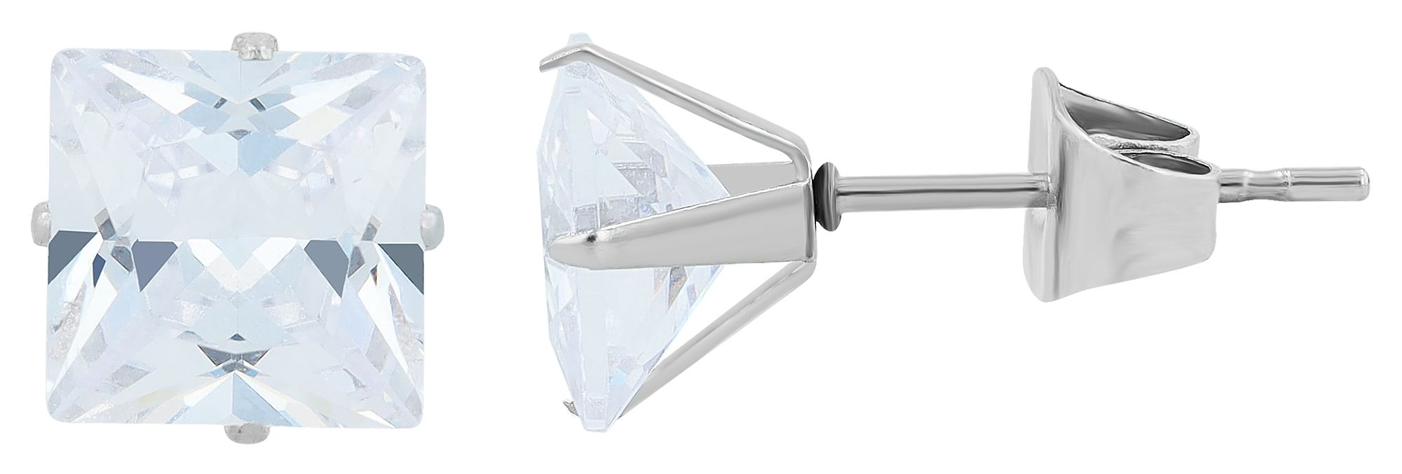 Akzent Ohrstecker "Wes" aus Edelstahl, quadratischer Zirkoniabesatz, 6 x 6 mm