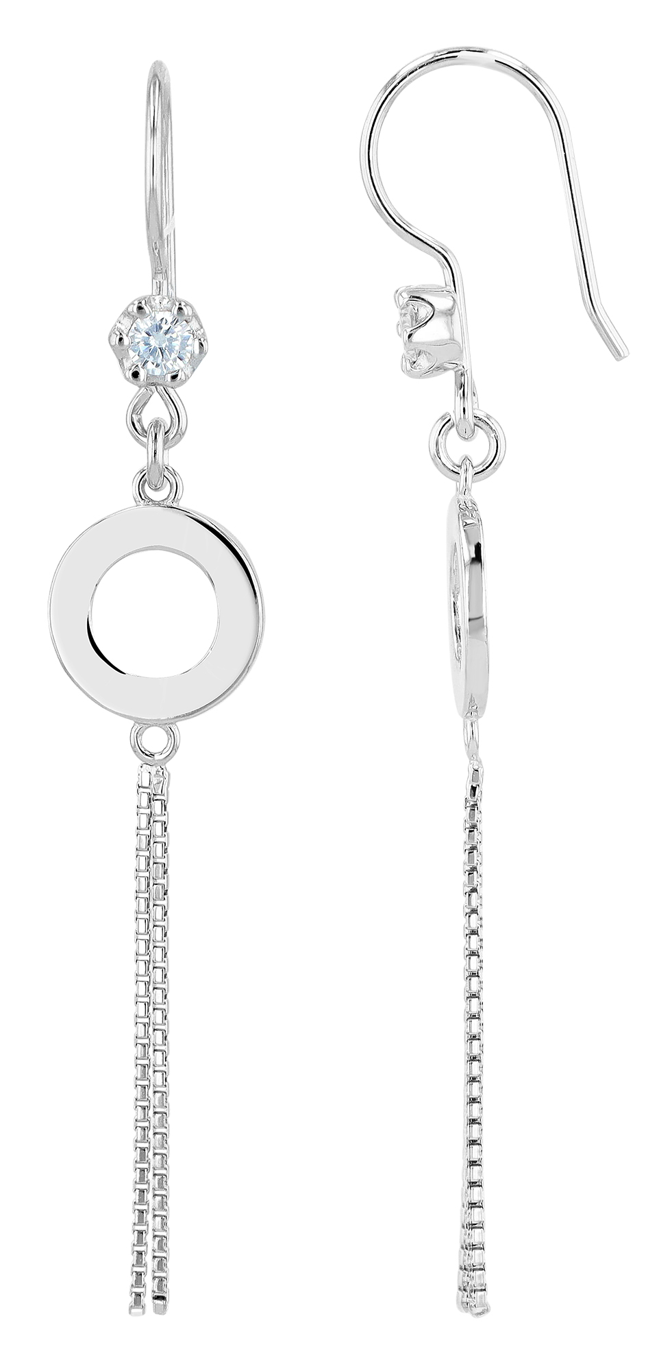 "Ima" 925/- Echt Silber Ohrhänger, Kreis, Zirkoniabesatz, silberfarben rhodiniert