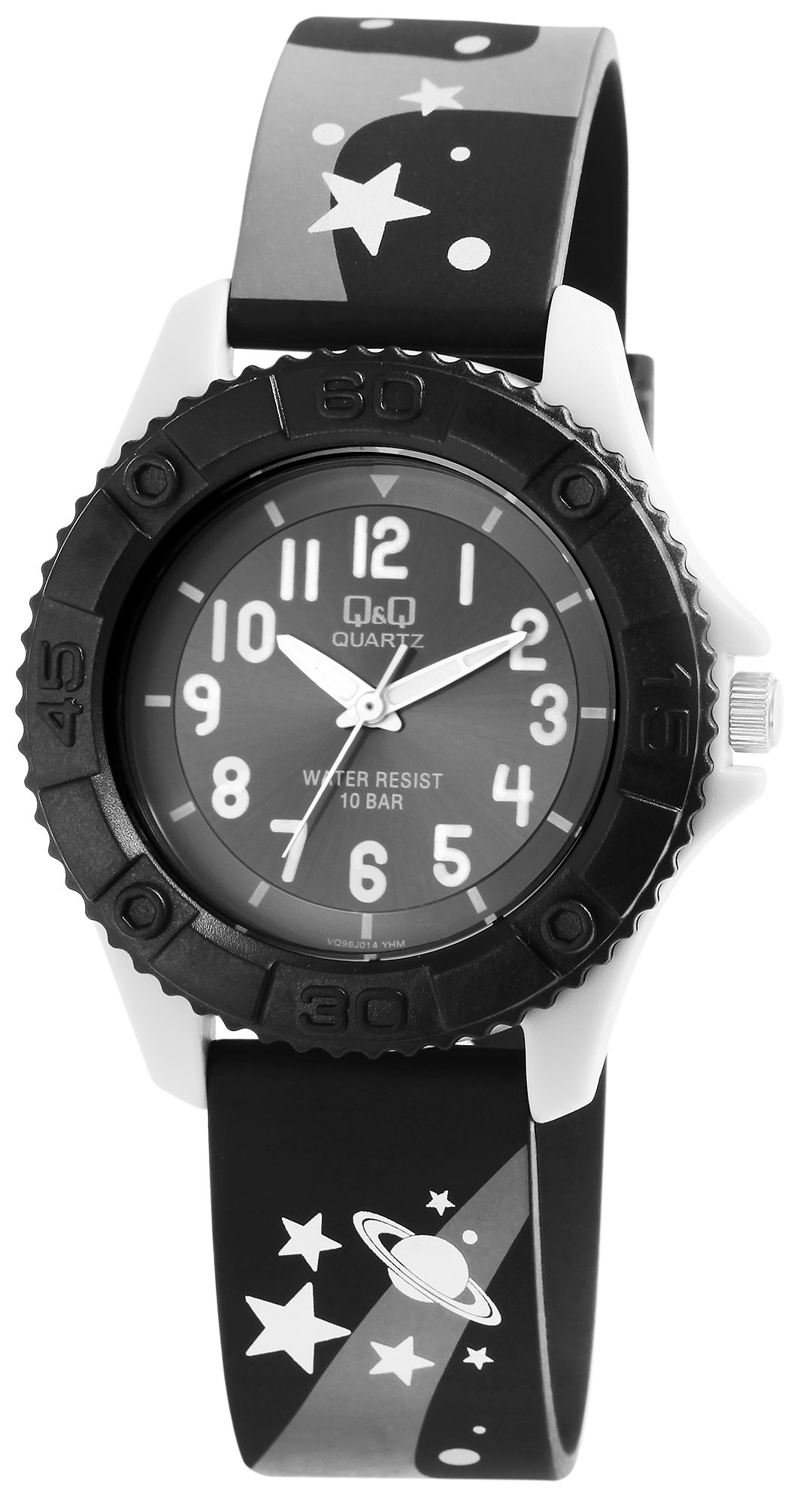 Q&Q Kinderuhr, Silikonarmband, "Weltall", 10 Bar, Ø 35 mm