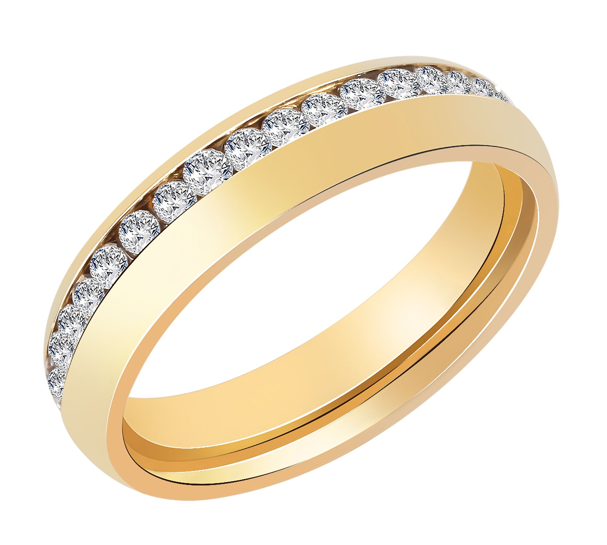 Akzent Damen-Partnerring, Edelstahl, Similibesatz, goldfarben, Gr. 48