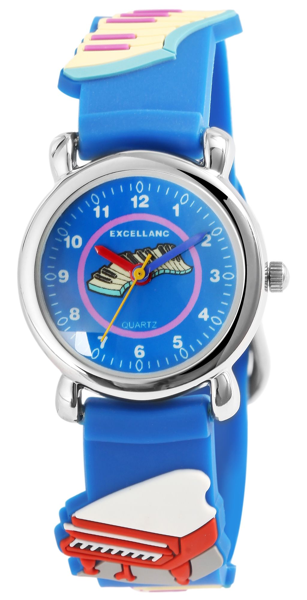 Excellanc Kinderarmbanduhr, Silikonarmband, silberfarben/blau