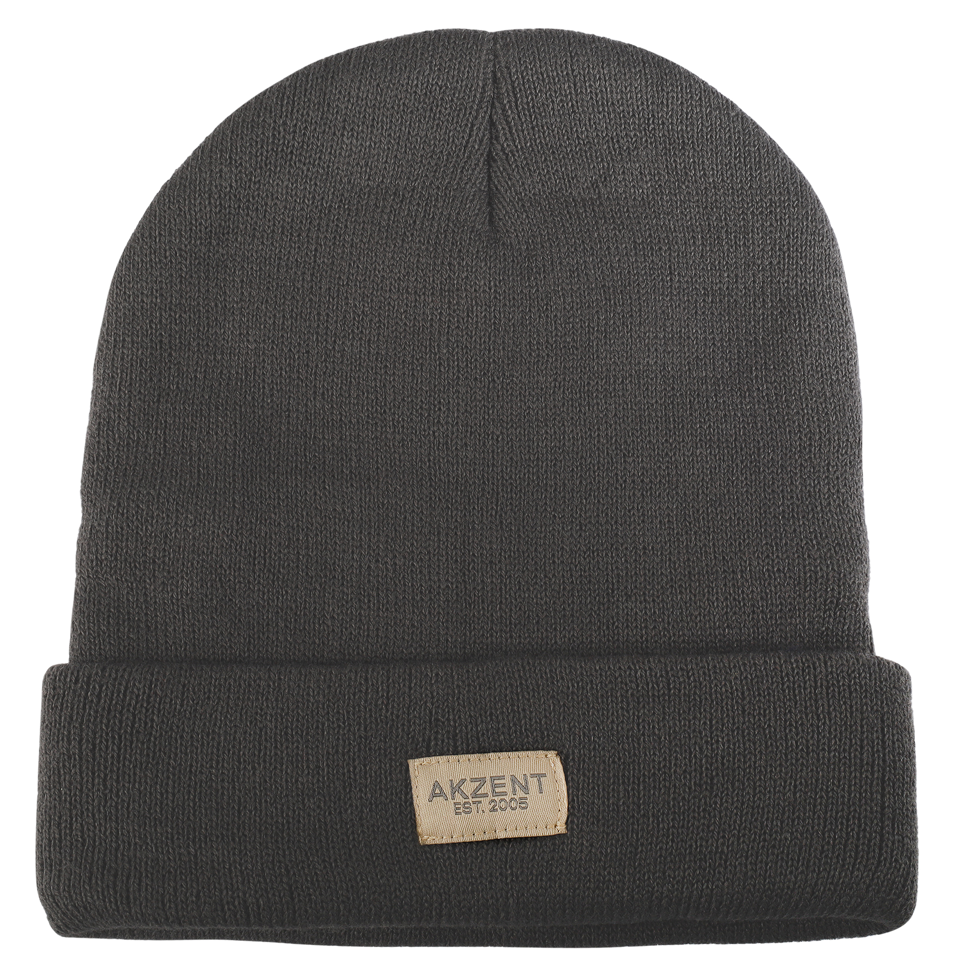 Akzent Strickmütze/ Beanie mit Umschlag, 100% Acryl, 4-VE, grau Akzent Strickmütze/ Beanie mit Umschlag, 100% Acryl, 4-VE, grau