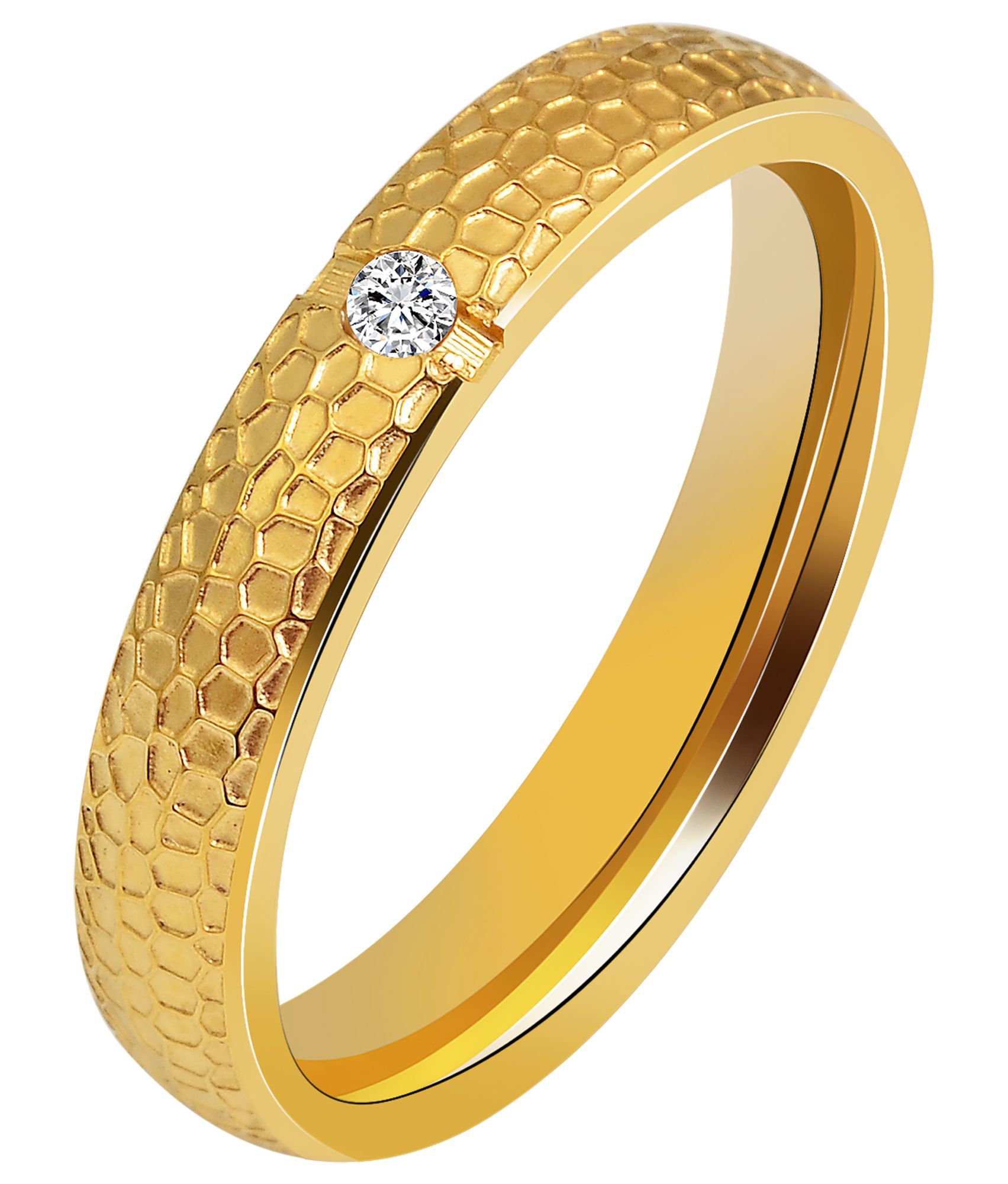 "Nexus" Damen-Partnerring, Edelstahl, Similistein, goldfarben, Gr 54