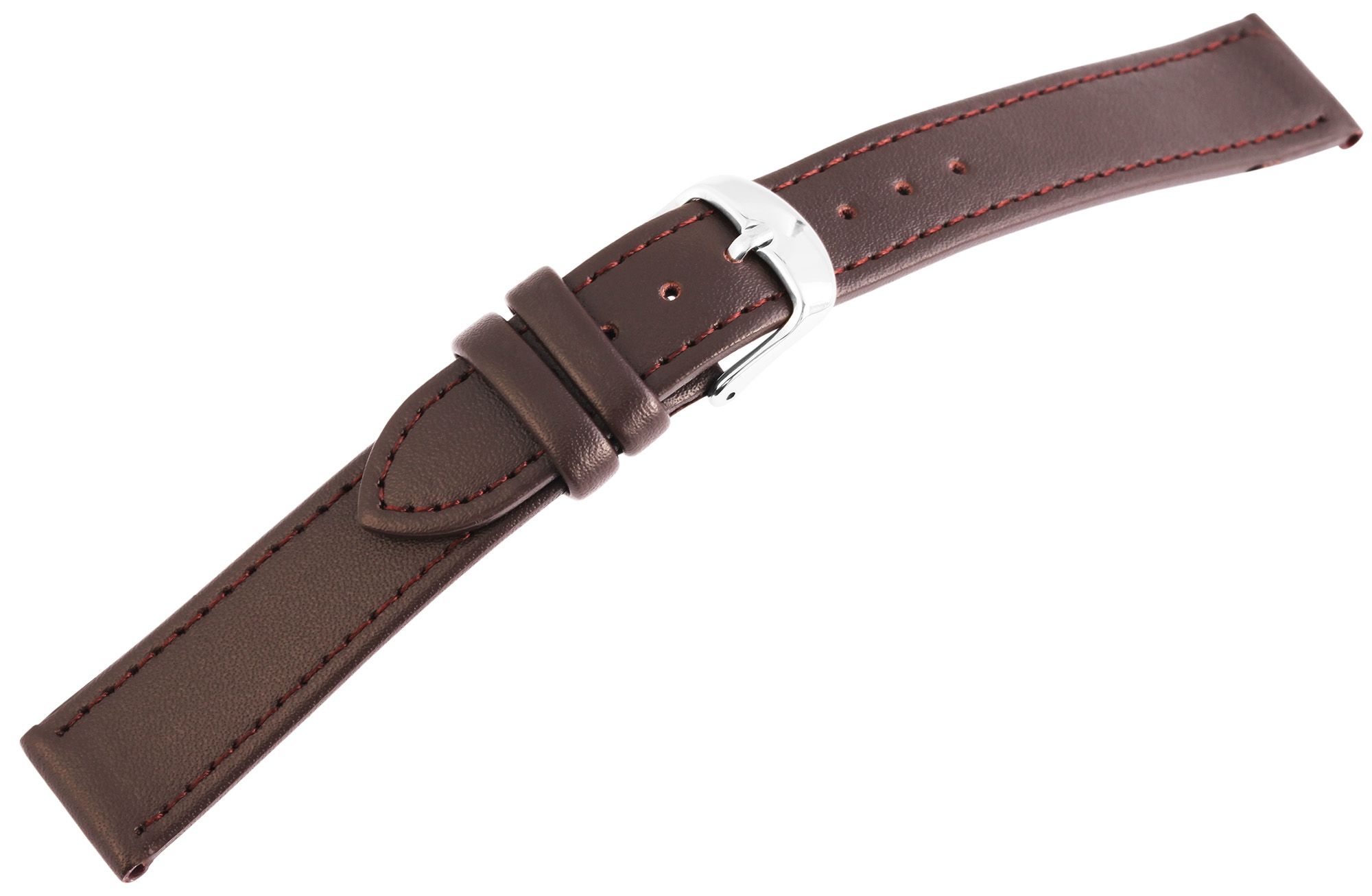 Uhrenarmband, Echtleder, dunkelbraun, 10 mm