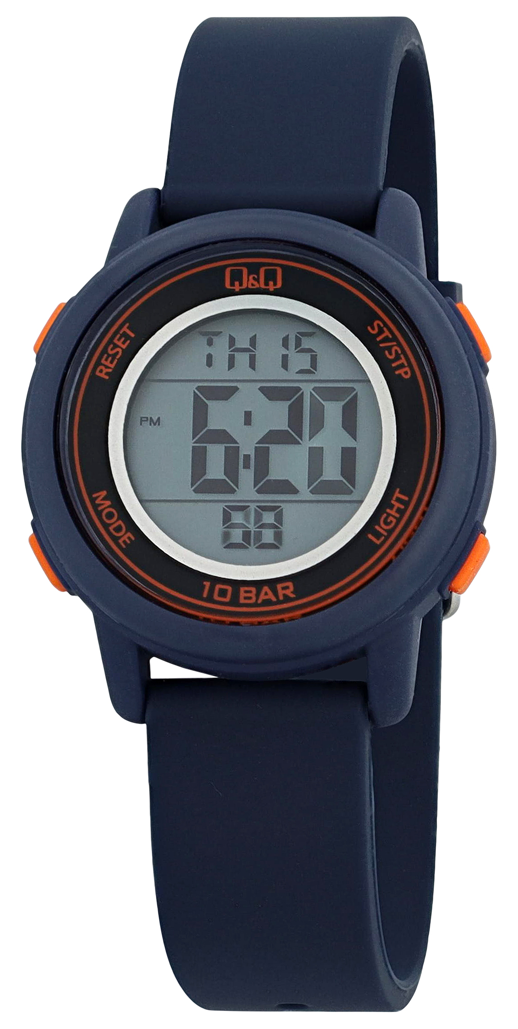 Q&Q Kinder/ Jugend Digitaluhr, Resinband, Ø 34 mm, blau (orange)
