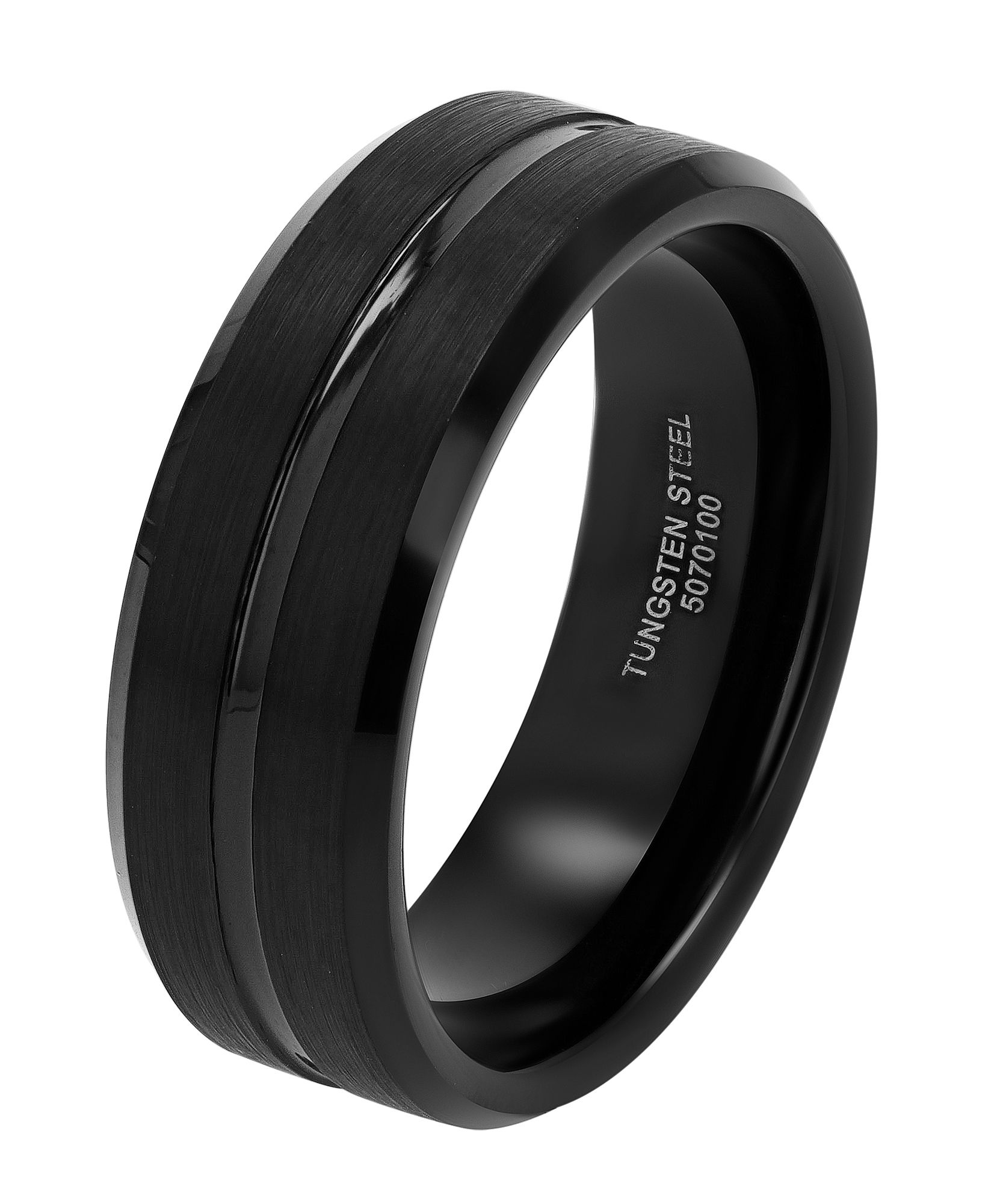"Vanta" Akzent Herrenring aus Tungsten, schwarz - matt/poliert, Gr. 62