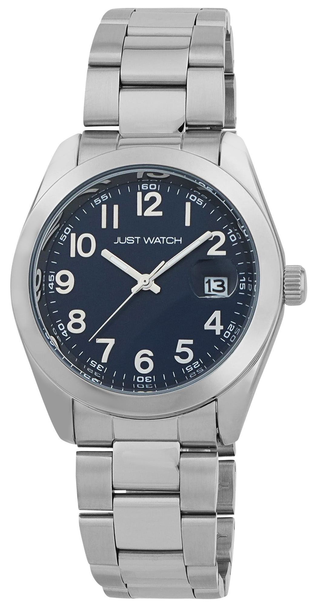 JUST WATCH Herrenuhr "Mats" mit Edelstahlband, Ø 41 mm, silberfarben/blau, 5ATM