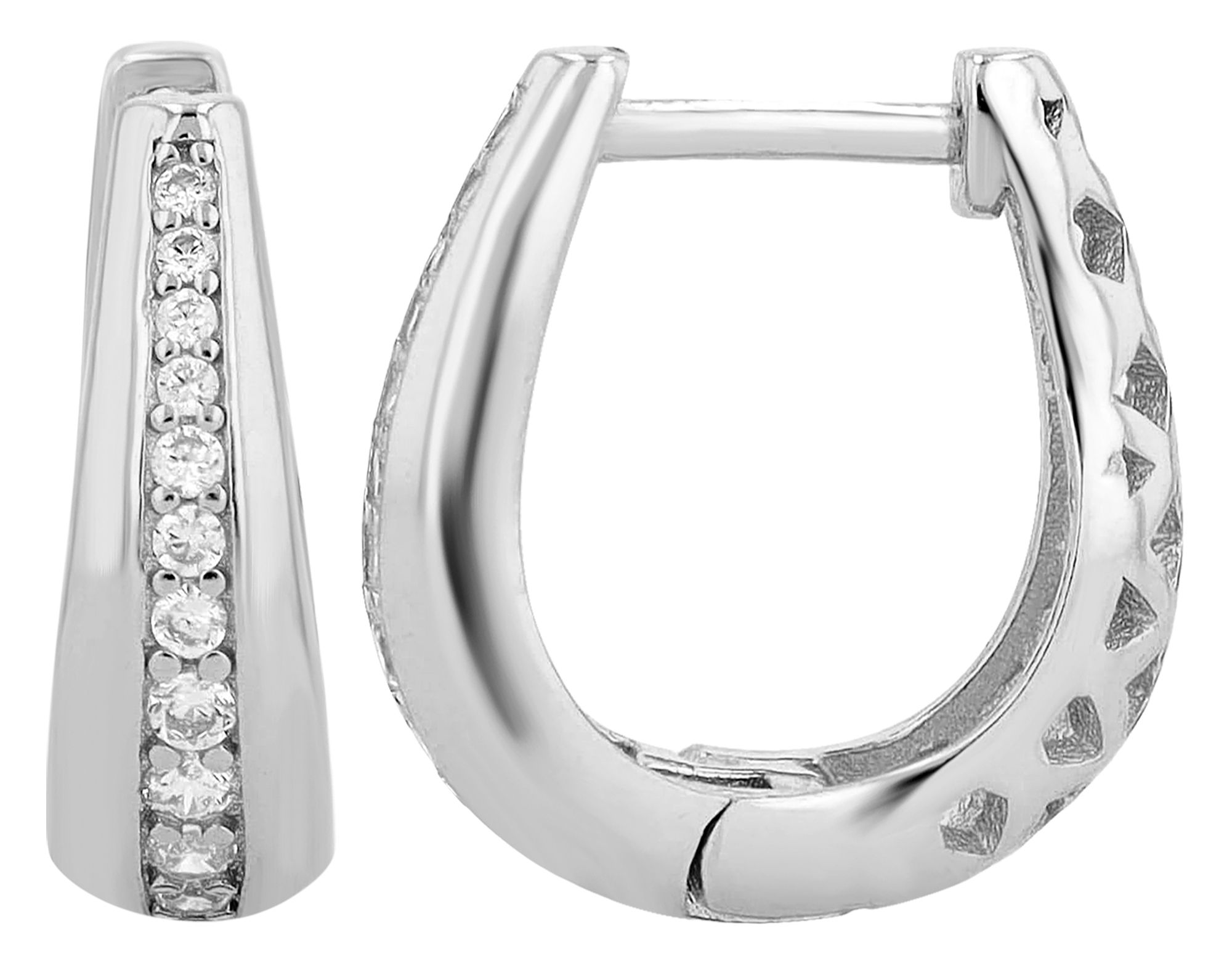 "Vivien" 925/- Echt Silber Creole/ Klappcreole mit Zirkoniabesatz, silberfarben rhodiniert