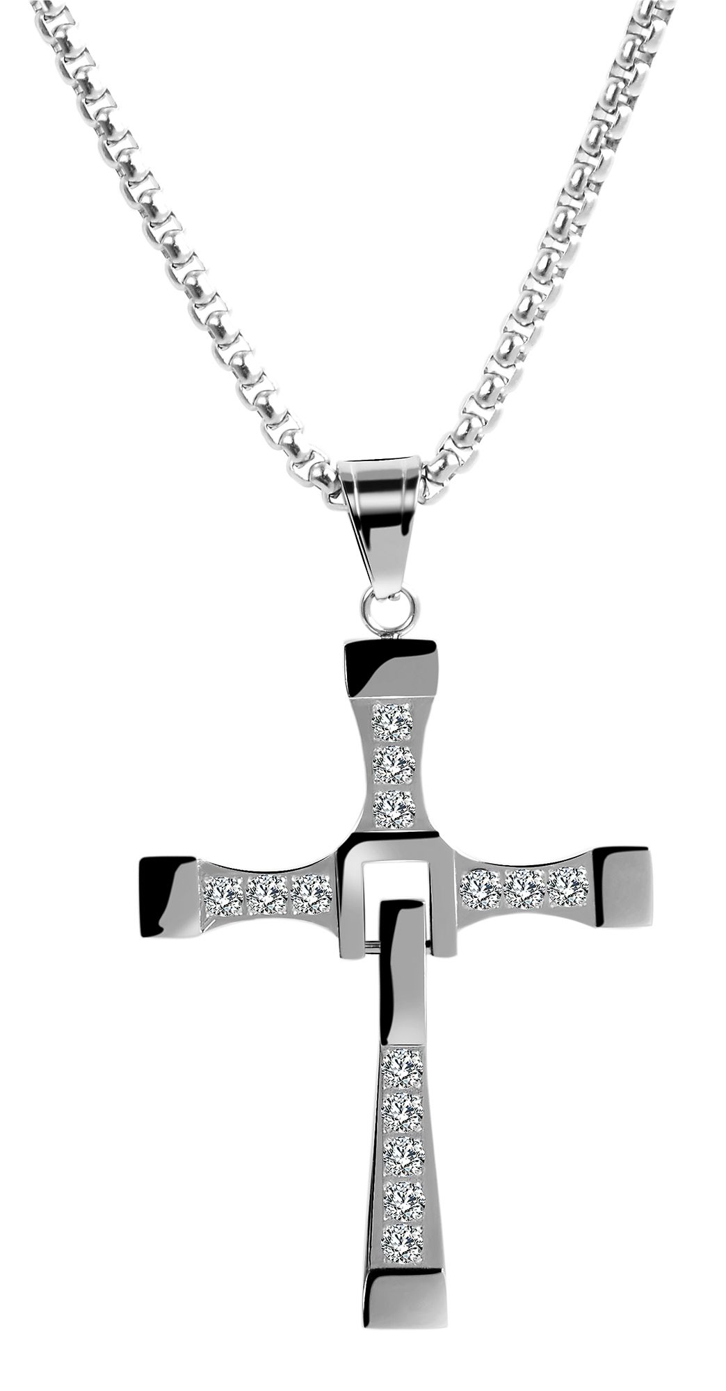 Akzent Edelstahlkette mit Anhänger, Kettenlänge: 61cm, silberfarbig