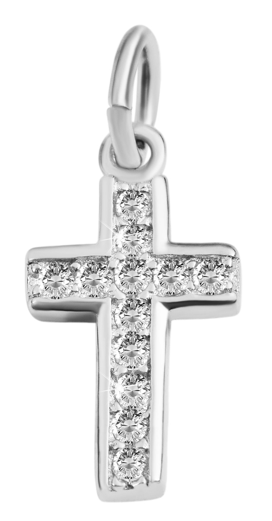 "Shirani"925/- Echt Silber Anhänger Kreuz mit Zirkoniabesatz, silberfarben/ rhodiniert