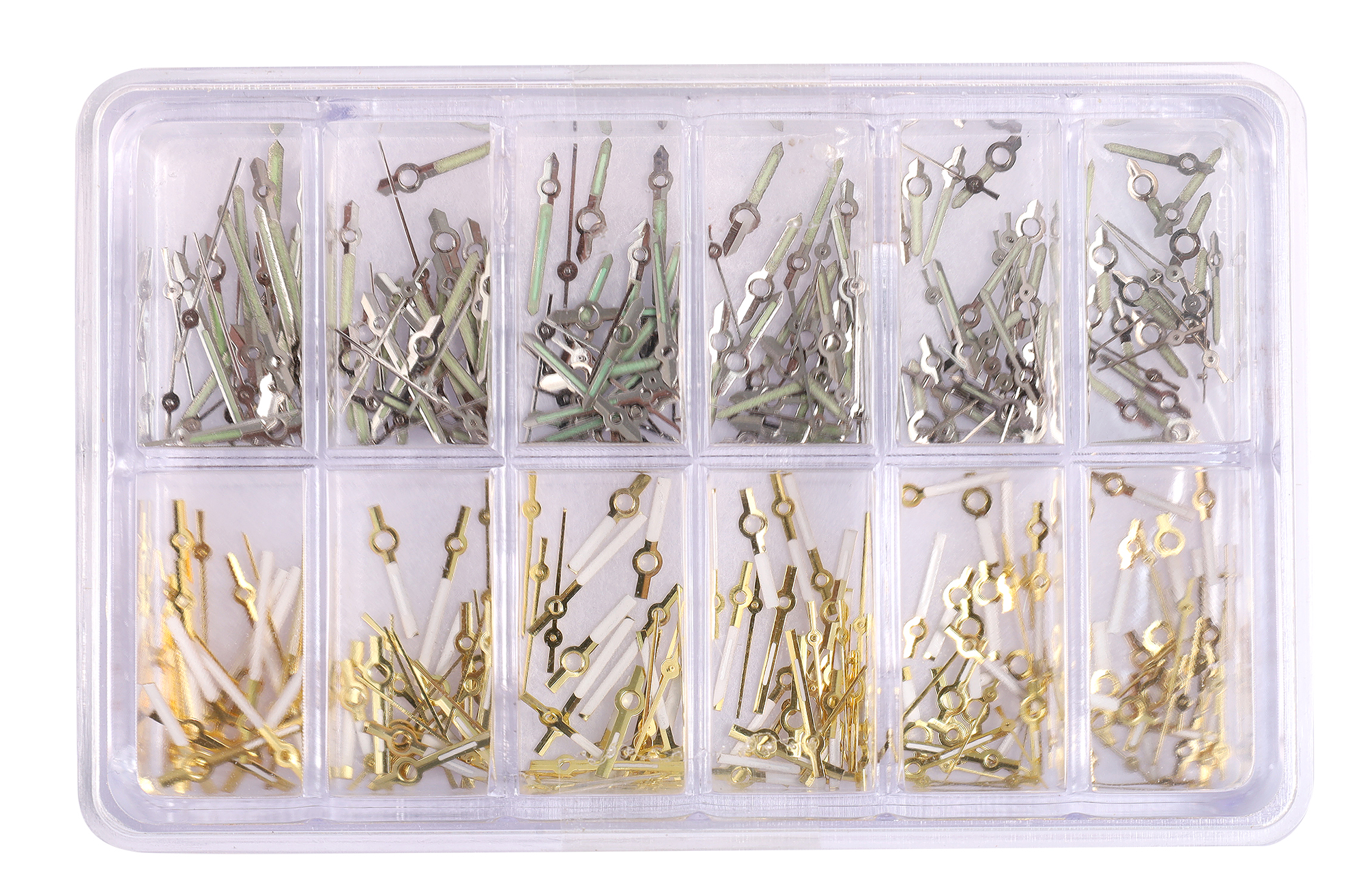 Uhrenzeiger Set, Metall, goldfarben und silberfarben lumineszierend