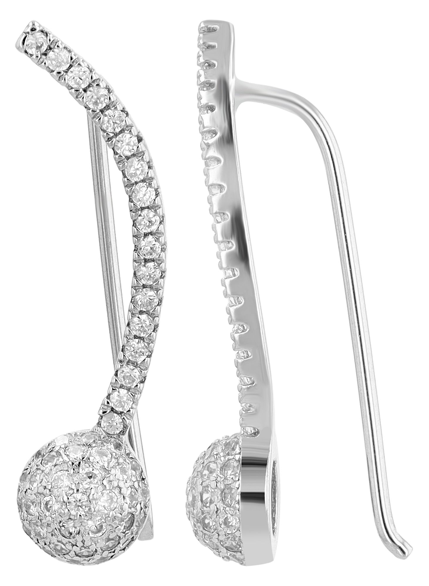 "Aleyna" 925/- Echt Silber Ohrhänger mit Hackenverschluss, Zirkonia, silberfarben rhodiniert