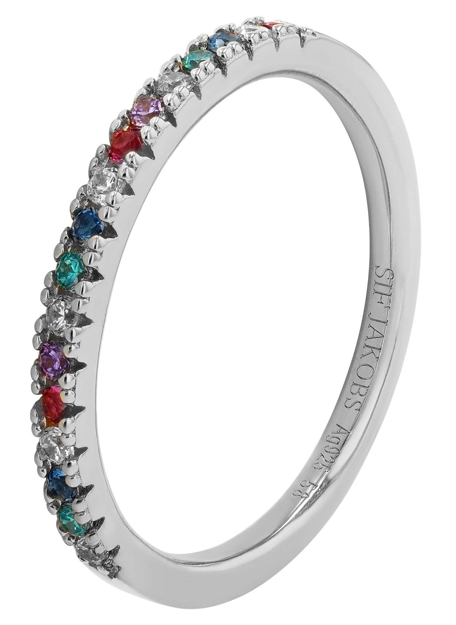 Sif Jakobs Jewellery 925/- Echt Silber Ring "Ellera" Gr 58, Zirkonia (bunt), rhodiniert