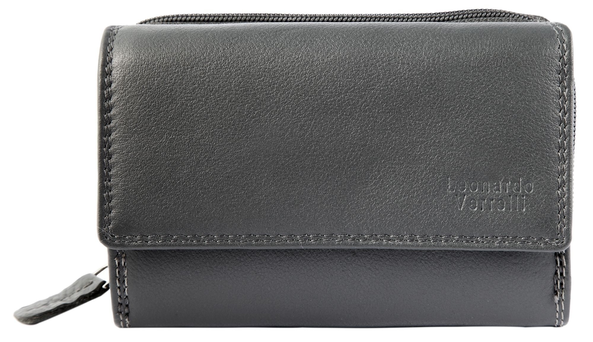 Leonardo Verrelli Echtledergeldbörse, RFID-Schutz, dunkelgrau