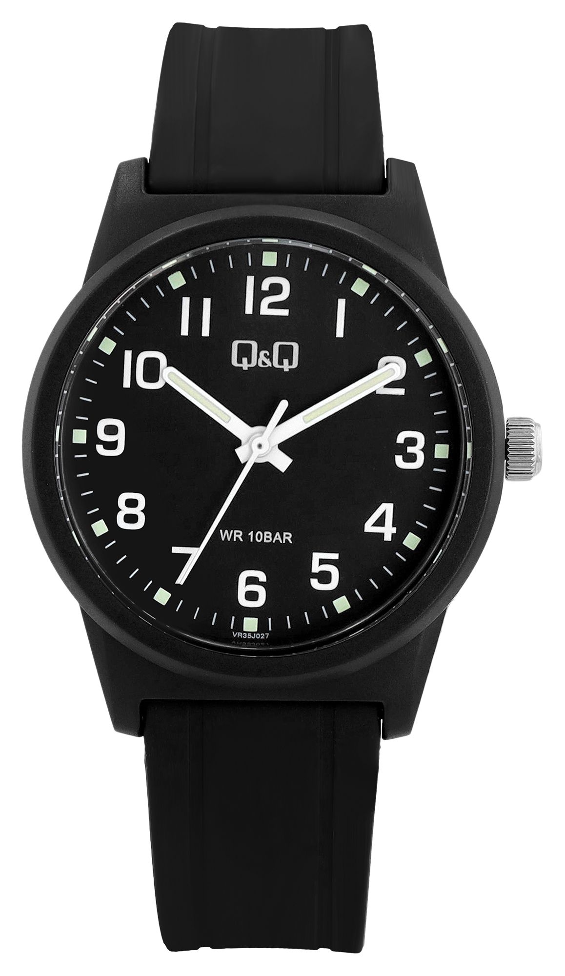 Q&Q Herrenuhr, Resinband, Ø 40 mm, schwarz