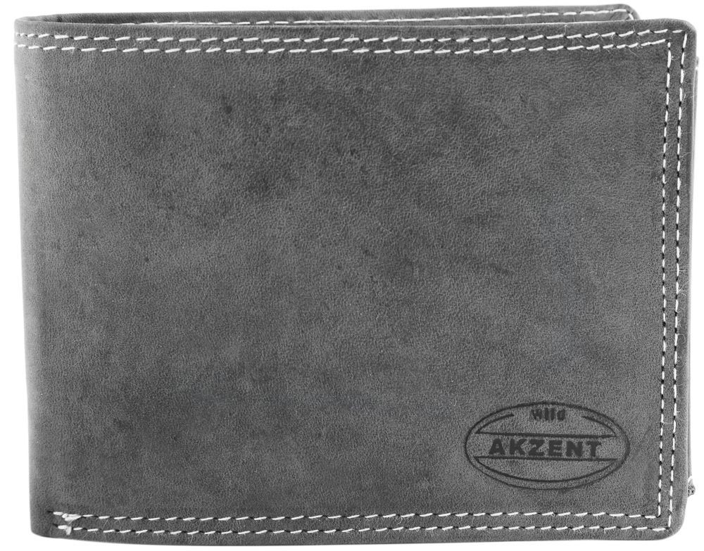 Akzent Herren Geldbörse aus Echtleder in schwarz. Format 12 x 10 cm.