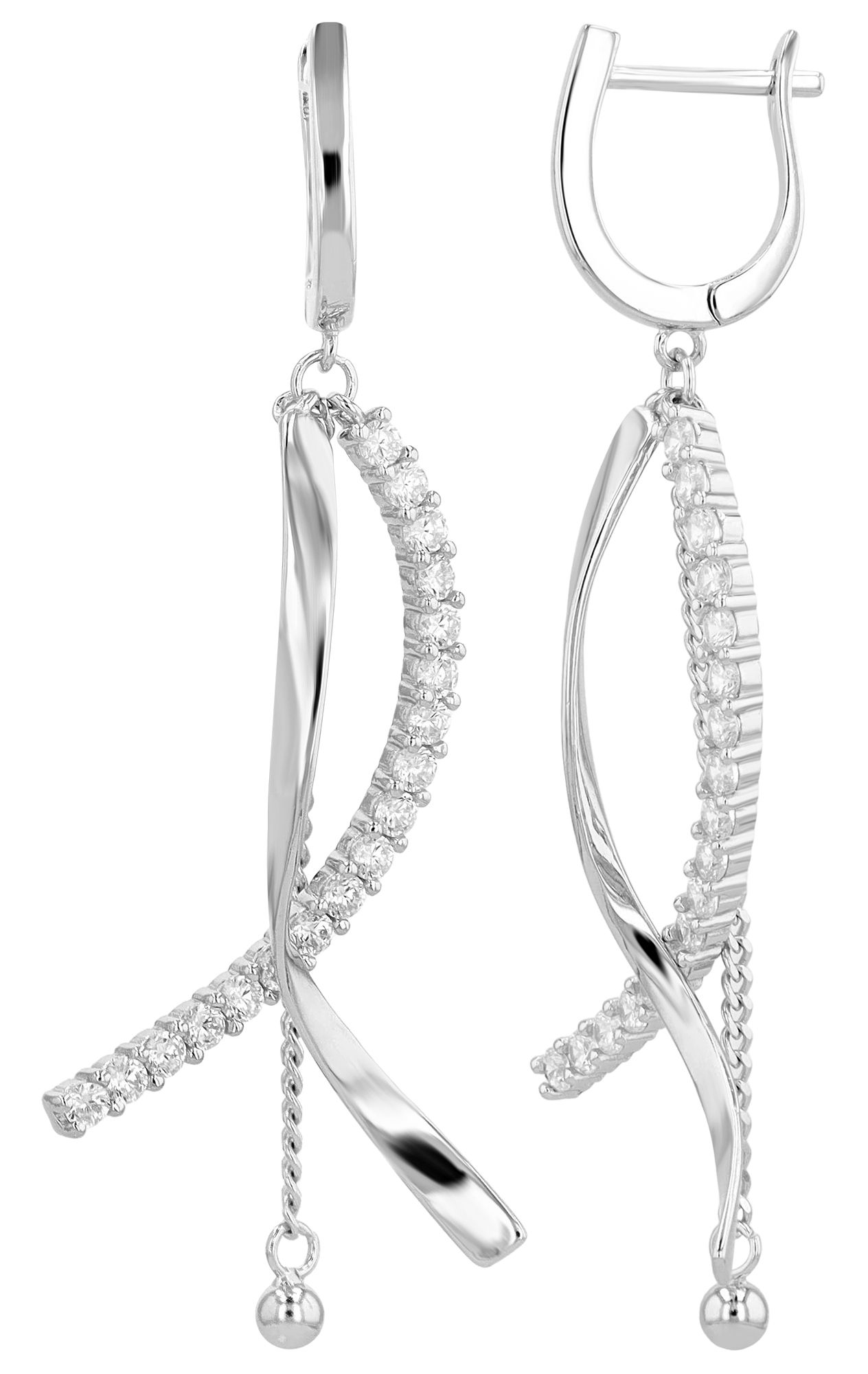 "Ari" 925/- Echt Silber Creole mit Hänger, Zirkoniabesatz, silberfarben rhodiniert