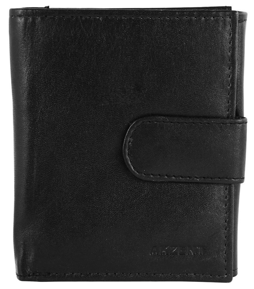Akzent Herren Geldbörse aus Echtleder in schwarz. Format 9 x 11 cm.