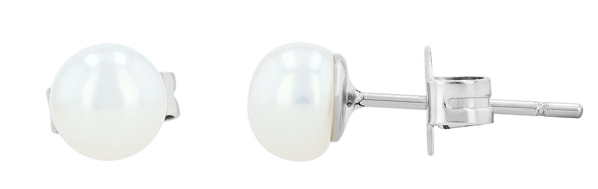 "Prati", Edelstahl Ohrstecker, Perle, weiß