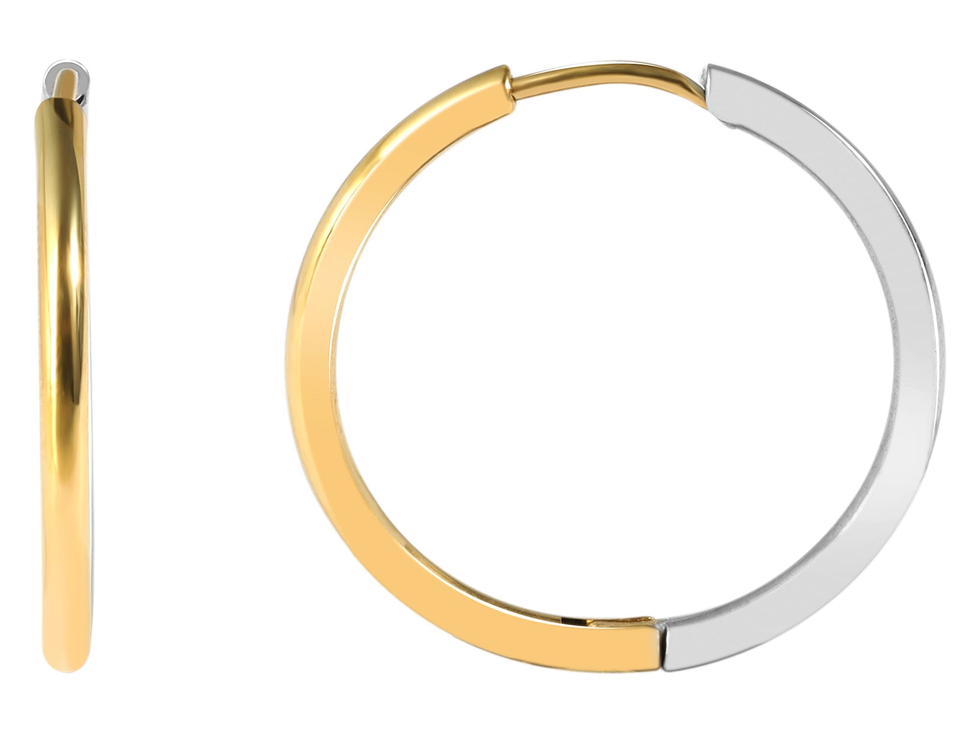 "Zuzu" Akzent Creolen aus Edelstahl, Ø 20 mm, bicolor (silberfarbig/ goldfarbig)