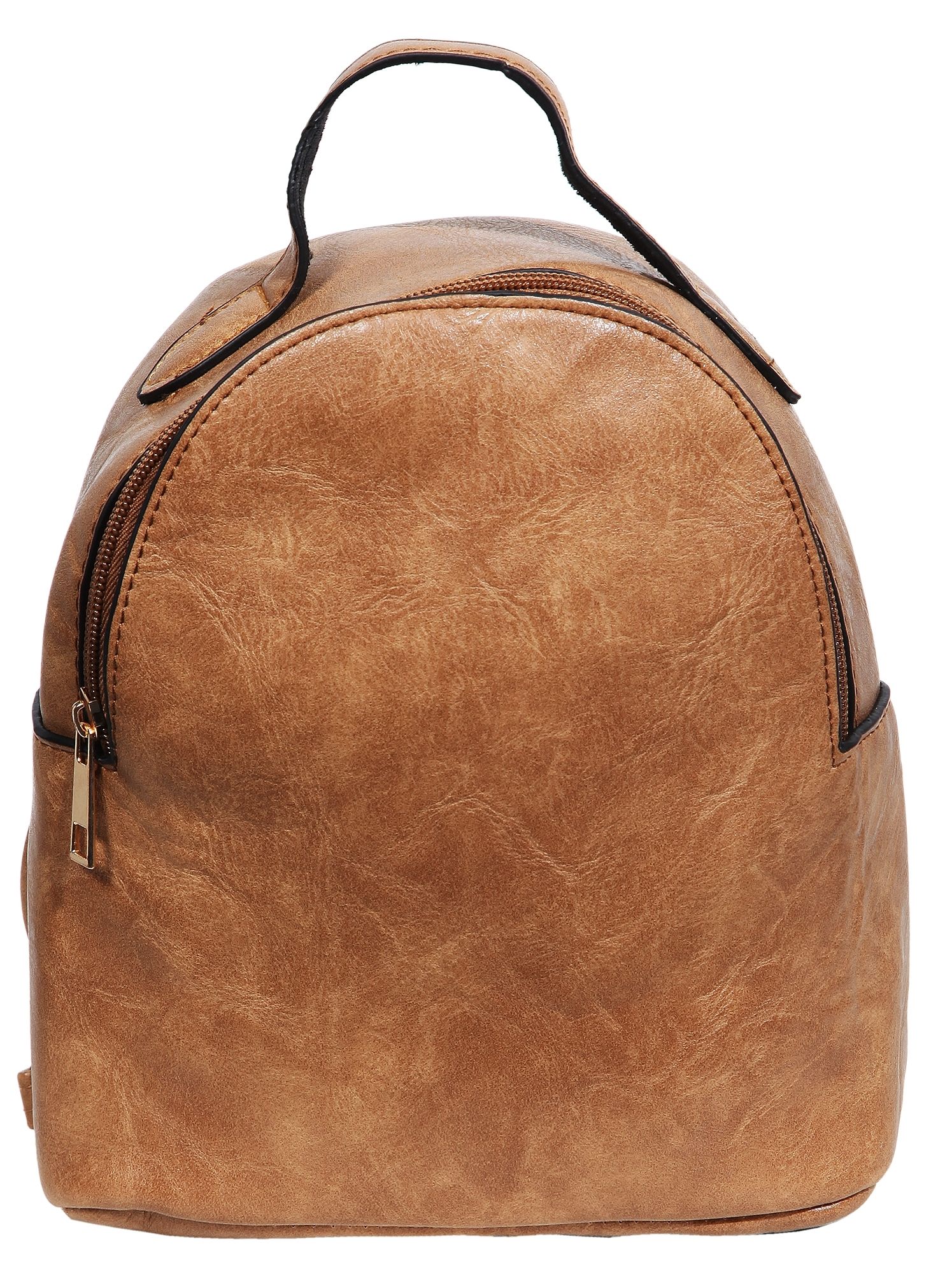 Damen-Rucksack aus Lederimitat, beige, Länge: 21,5 cm / Breite: 19,0 cm / Stärke: 8,0 cm