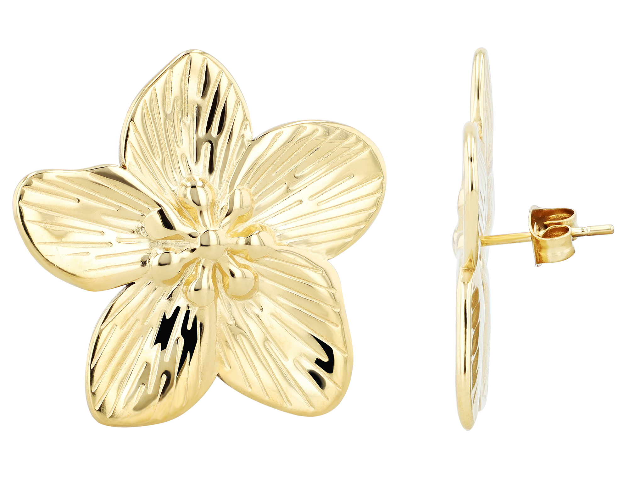 "Valea " Edelstahl Statement Ohrstecker - Blüte, goldfarben