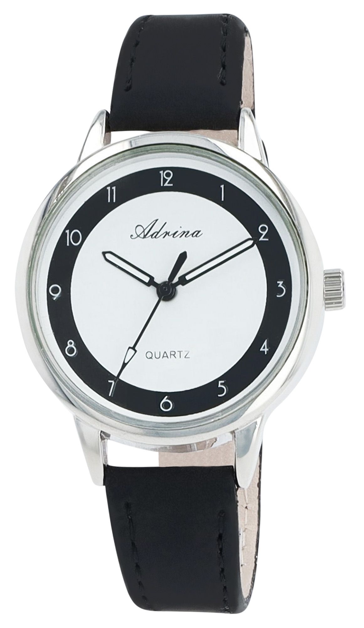 Adrina Damenuhr mit Lederimitationsband, Ø 34 mm, schwarz