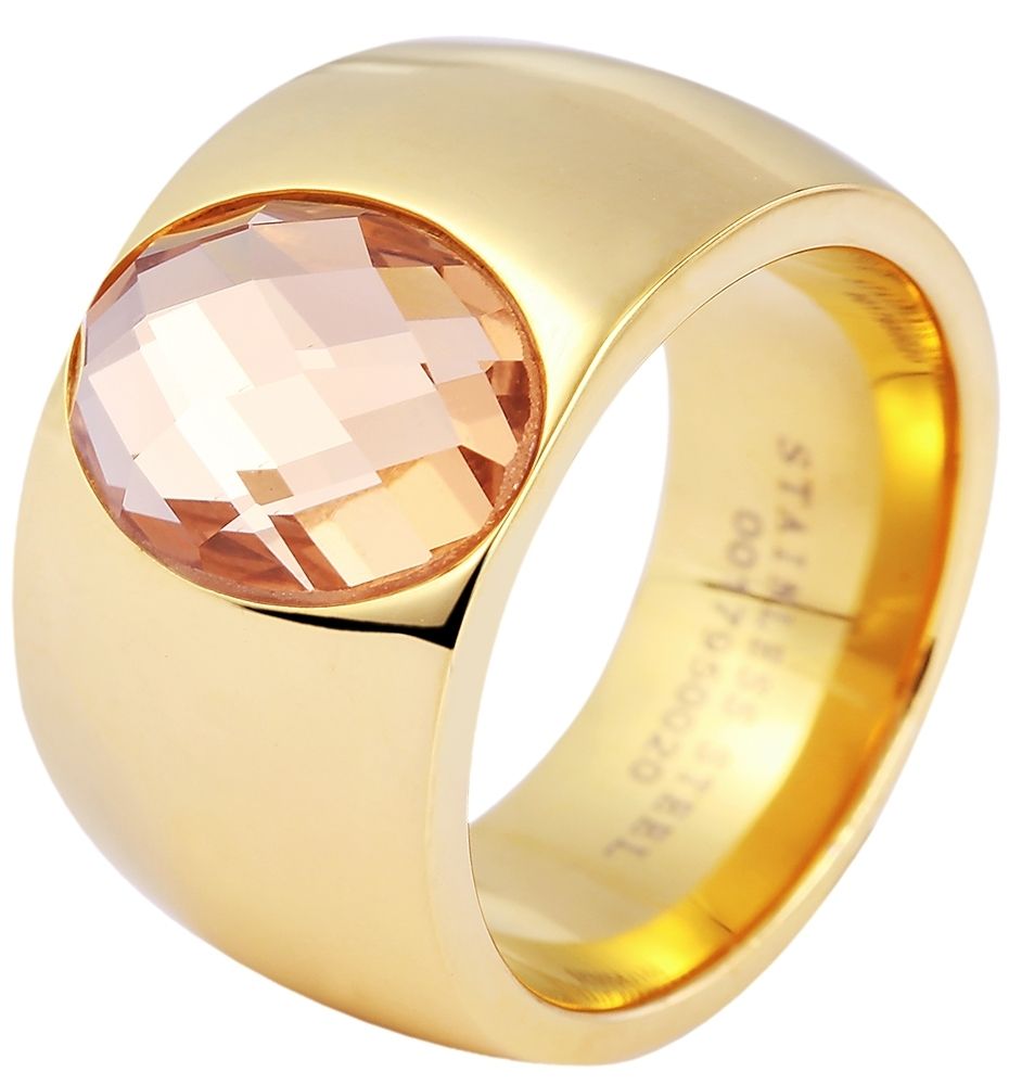 "Layla", Edelstahl Damenring, Similibesatz, goldfarben, Gr. 60