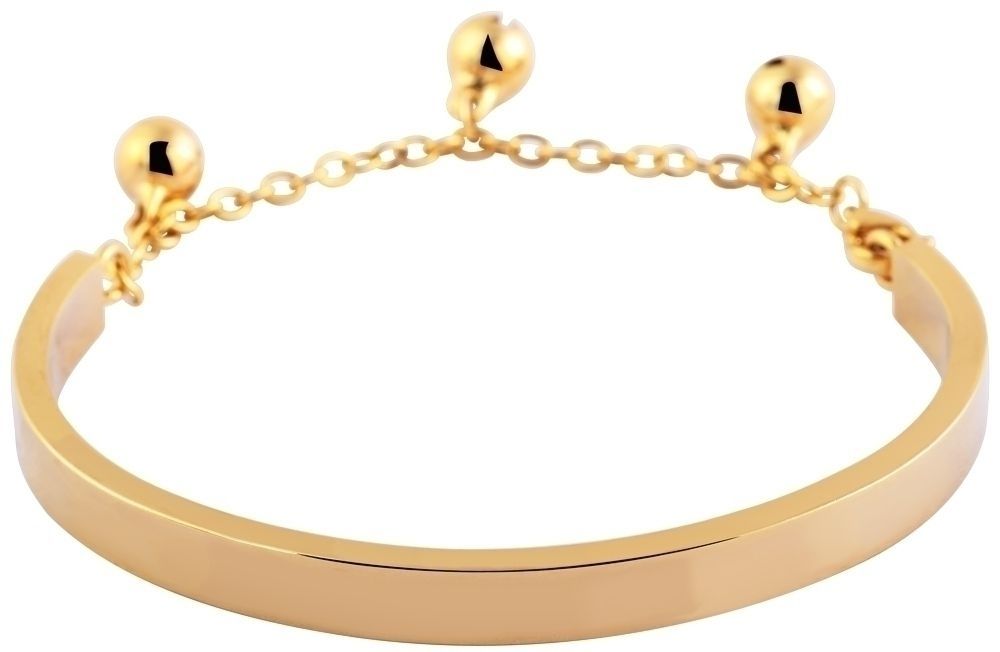 Akzent Armreif mit Kette und Glocken, Edelstahl, goldfarben