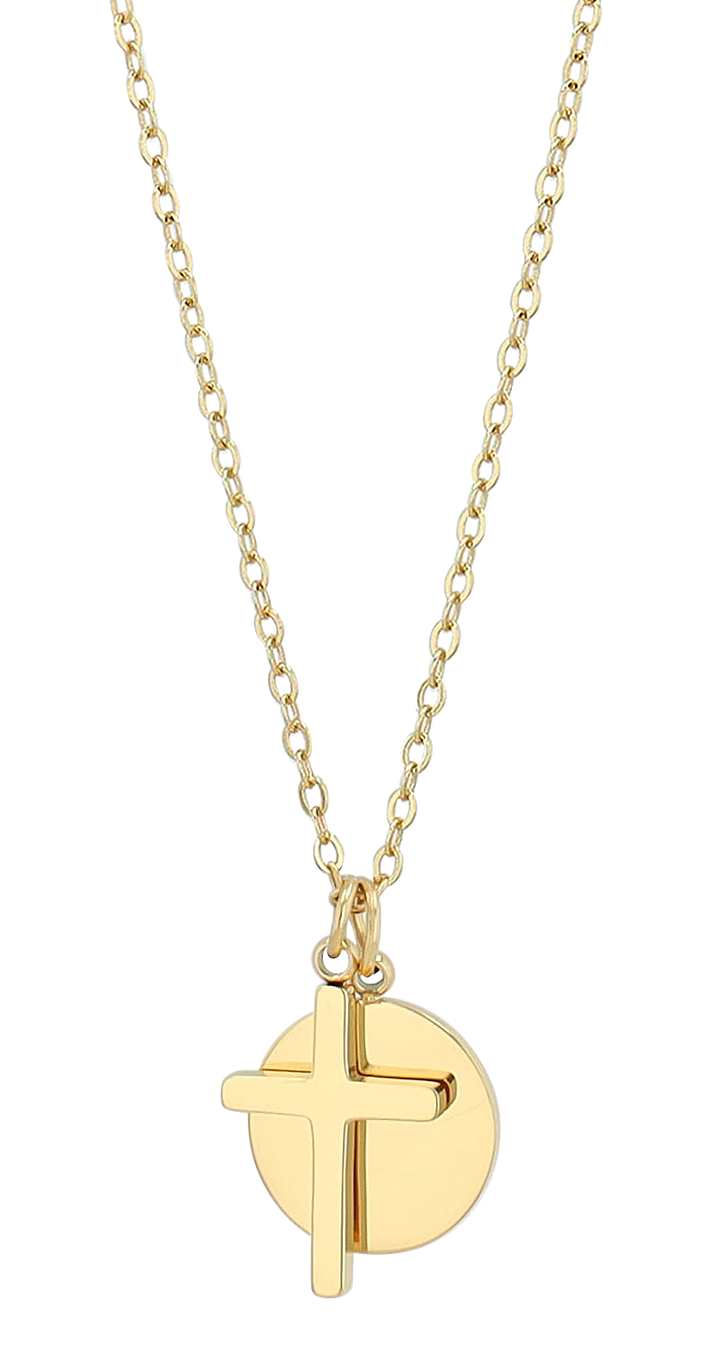 "Caitlin" Edelstahlkette mit Anhänger, personalisierbar, Kreuz, 41 + 5 cm