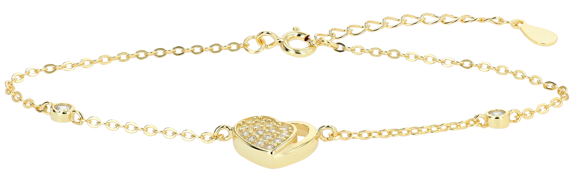 "Naima"  925/- Echt Silber Armband mit Herz, Zirkoniabesatz, vergoldet