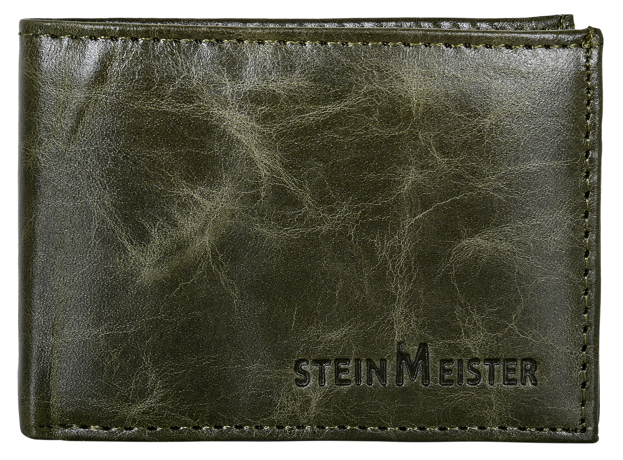 Steinmeister Echtleder Mini-Geldbörse, RFID, Querformat, khaki (grün)