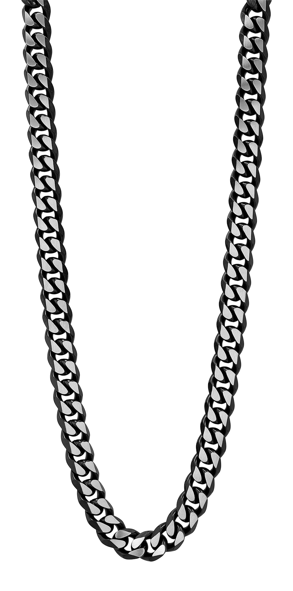 "Milanko" Edelstahl Panzerkette, matt/poliert, silberfarben/ geschwärzt, 50 - 60 cm