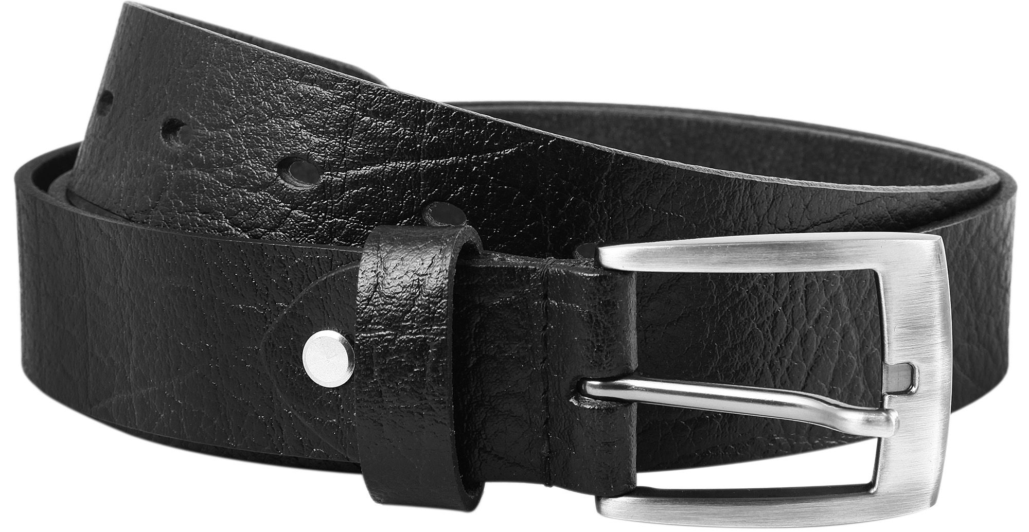 Leonardo Verrelli Echtleder Gürtel, schwarz, kürzbar, Länge 110 cm