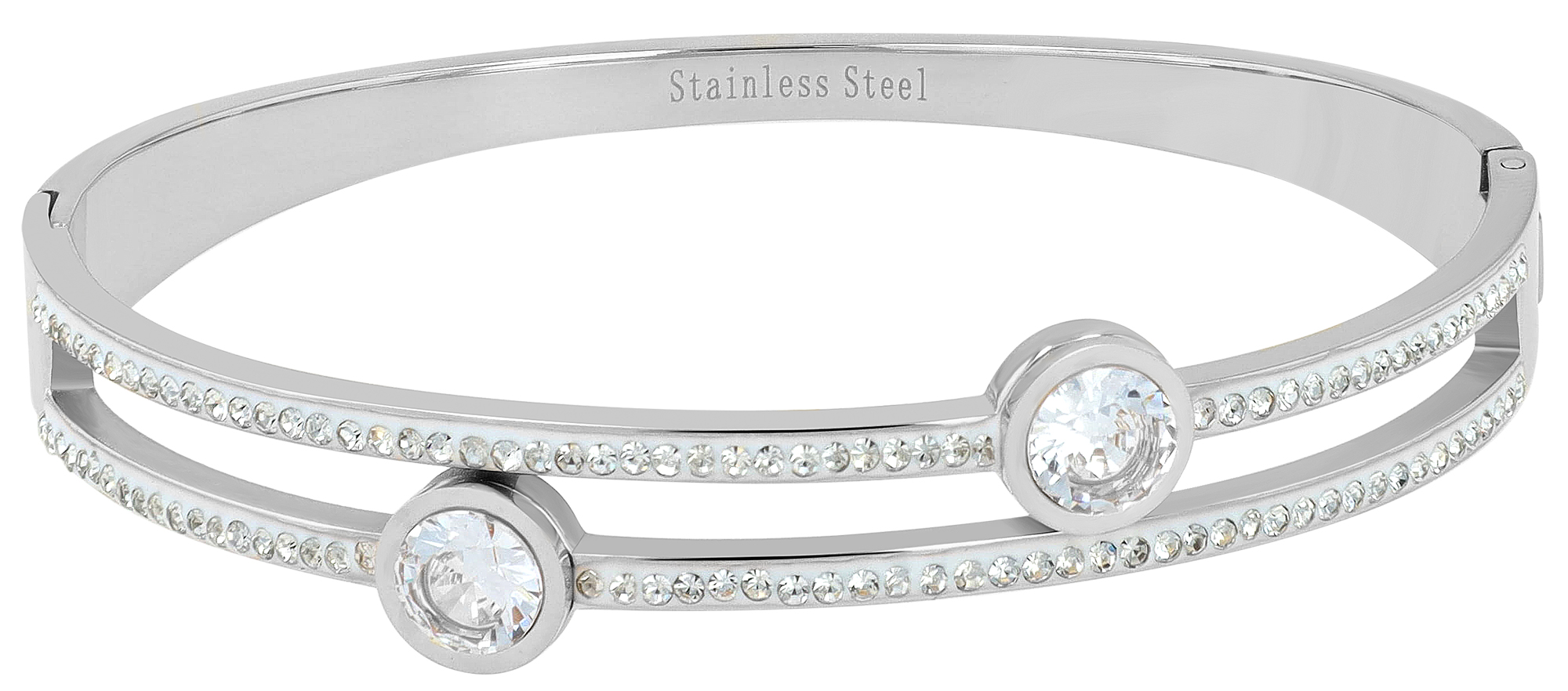 "Maristella" Edelstahl Armreifen, Zirkonia, silberfarben