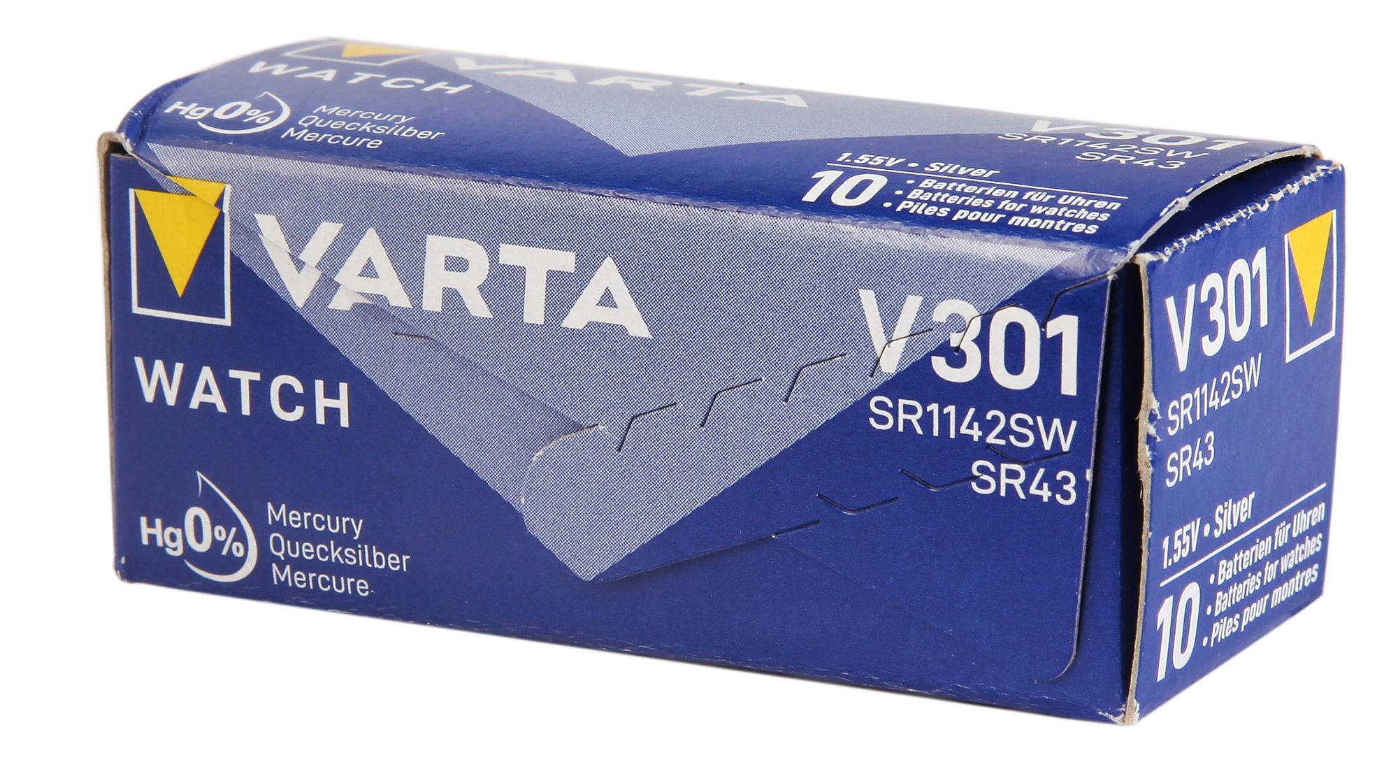 Varta Batterie V301/528 (SR43SW) Silberoxid Knopfzellen 1,55 V - Verpackungseinheit 10 Stück